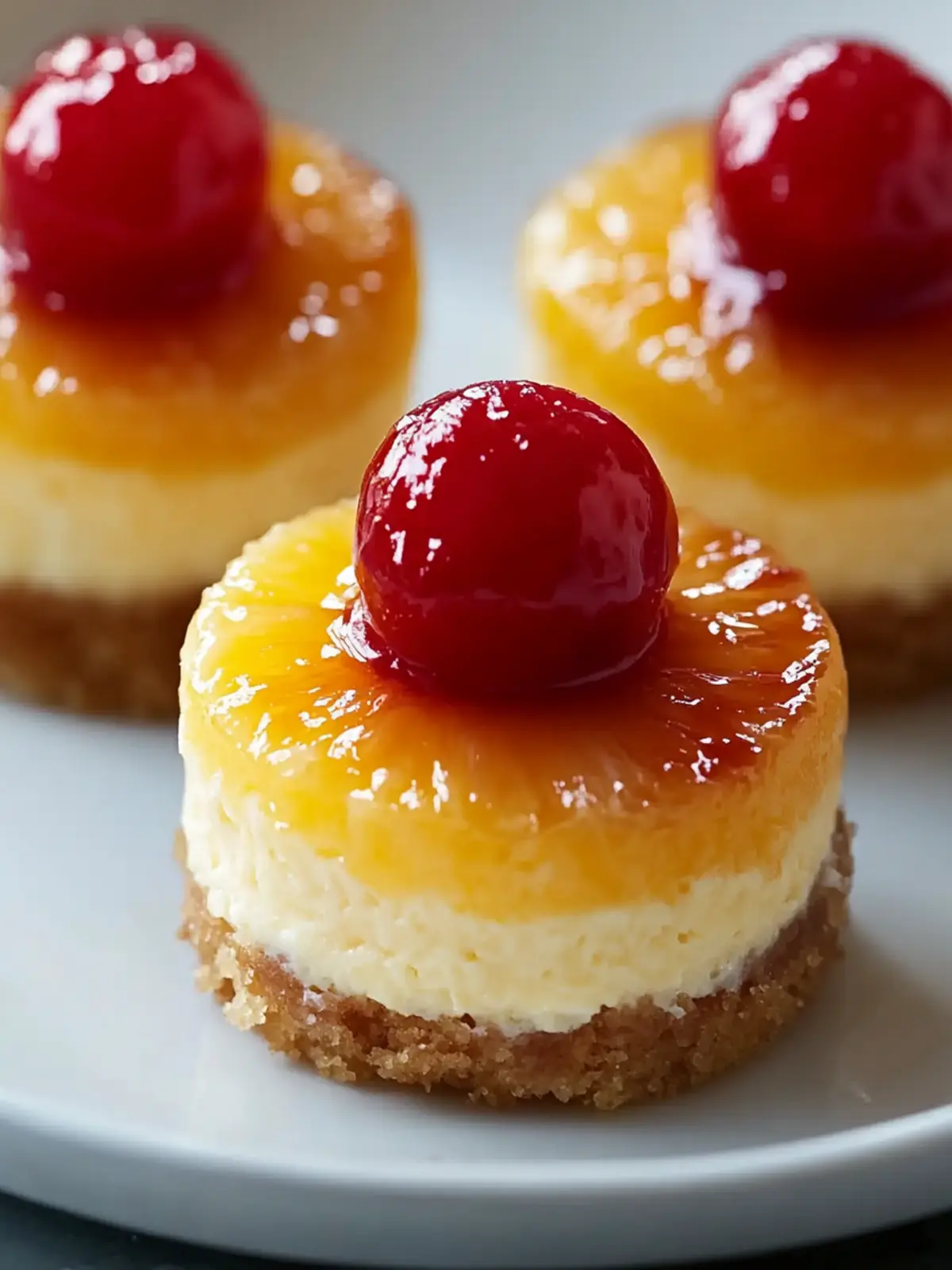 Delicious Mini Pineapple Upside-Down Cheesecakes You'll Love 3 Mini Pineapple Upside-Down Cheesecakes