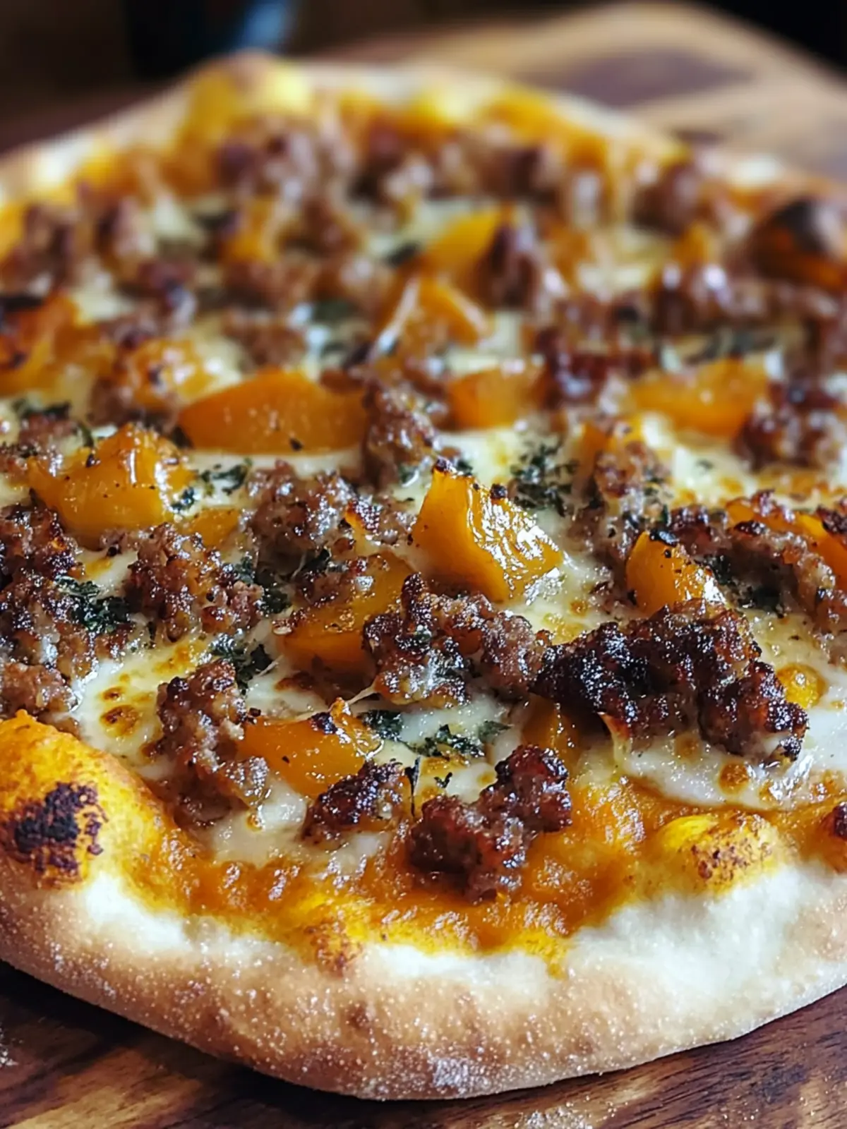 Pumpkin Pizza with Sausage & Caramelized Onions Perfect for Fall 4 Pumpkin Pizza with Sausage & Caramelized Onions