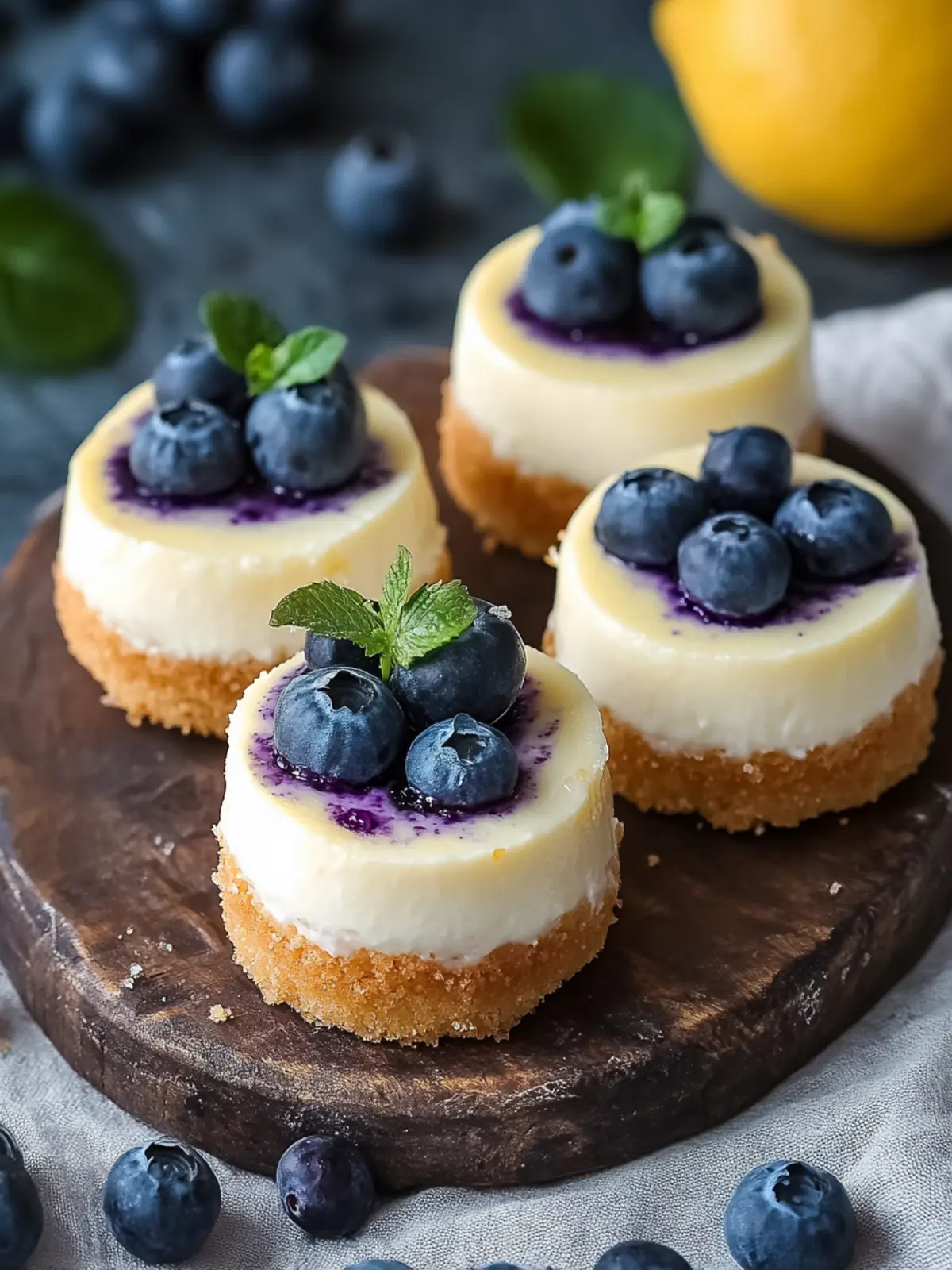 Delightful Mini Lemon Blueberry Cheesecakes for Summer Bliss 5 Mini Lemon Blueberry Cheesecakes