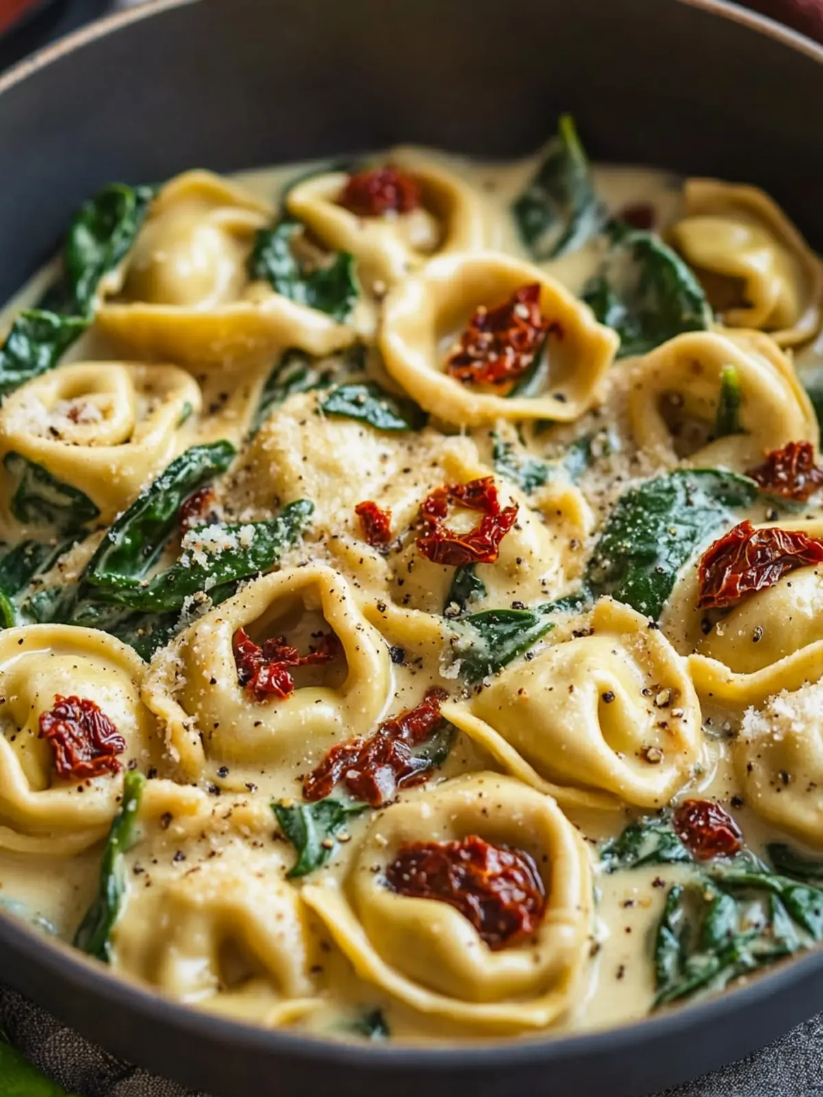 Creamy Spinach & Sun-Dried Tomato Tortellini: Easy Weeknight Bliss 4 Creamy Spinach & Sun-Dried Tomato Tortellini