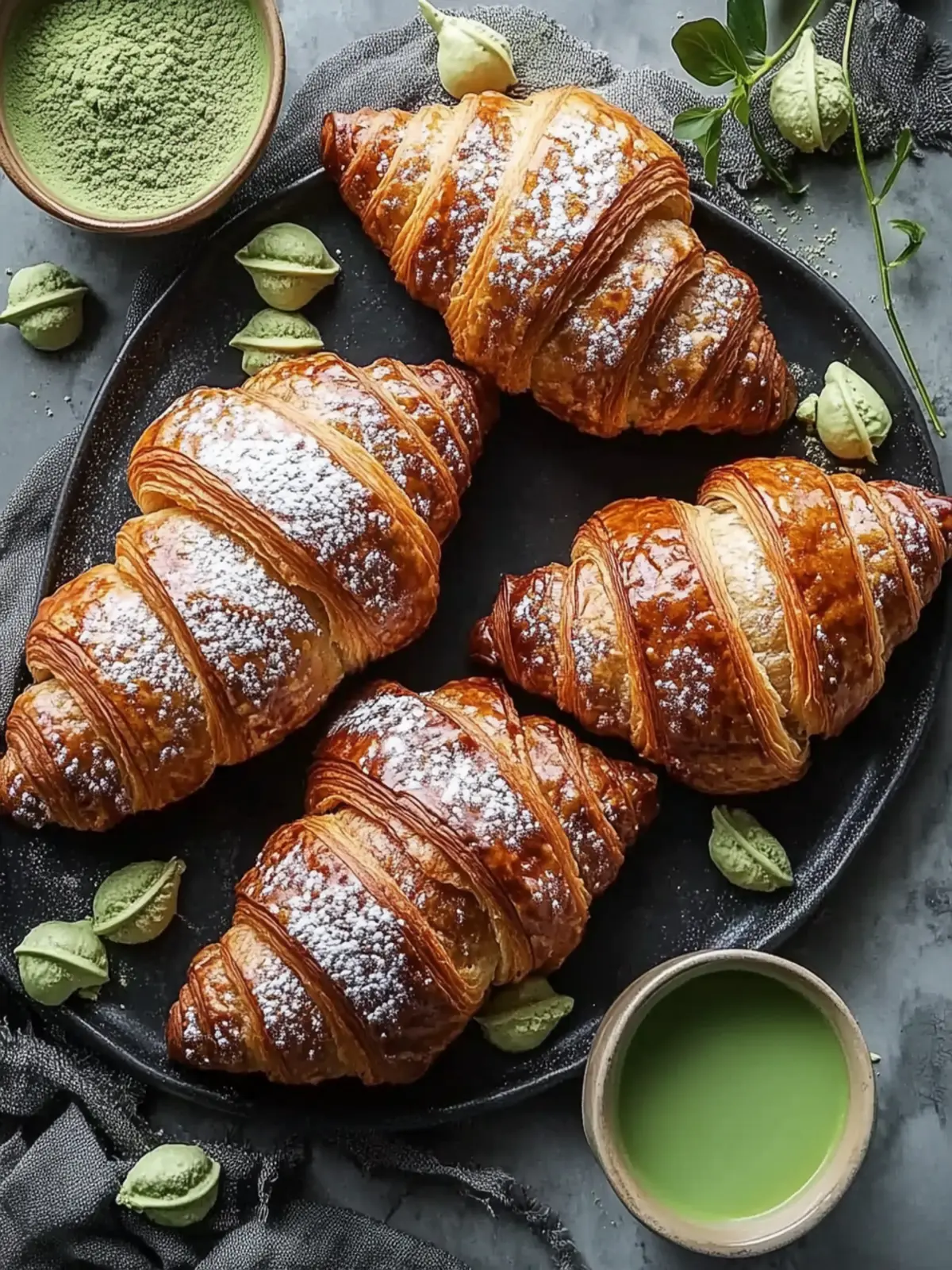 Irresistible Matcha Croissants with Almond Bliss Filling 2 Matcha Croissants