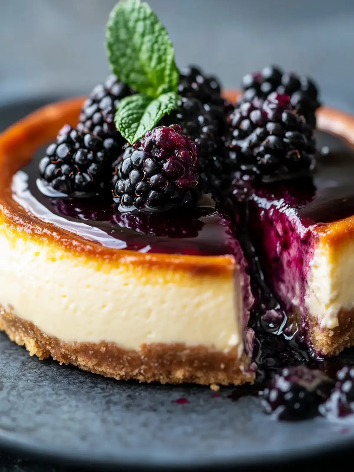 Decadent London Fog Basque Cheesecake with Blackberry Sauce 4 London Fog Basque Cheesecake with Blackberry Sauce