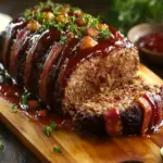 Whiskey BBQ Meatloaf with Bacon Blanket: Comfort Food Bliss 2 Whiskey BBQ Meatloaf with Bacon Blanket