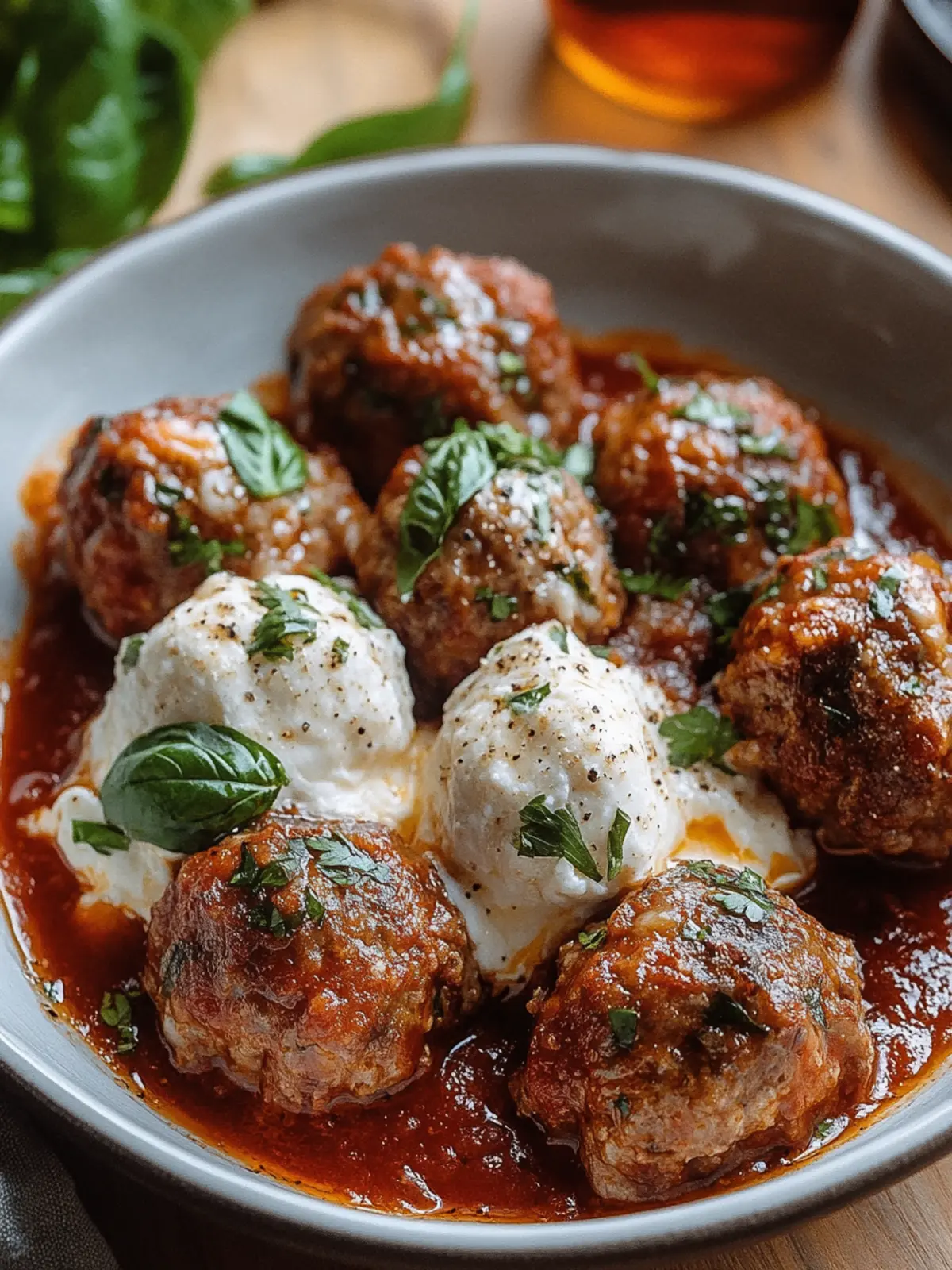 Burrata-Stuffed Meatballs: Creamy Comfort in Every Bite 4 Burrata-Stuffed Meatballs