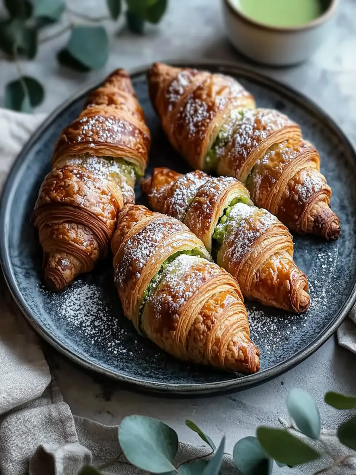 Irresistible Matcha Croissants with Almond Bliss Filling 4 Matcha Croissants