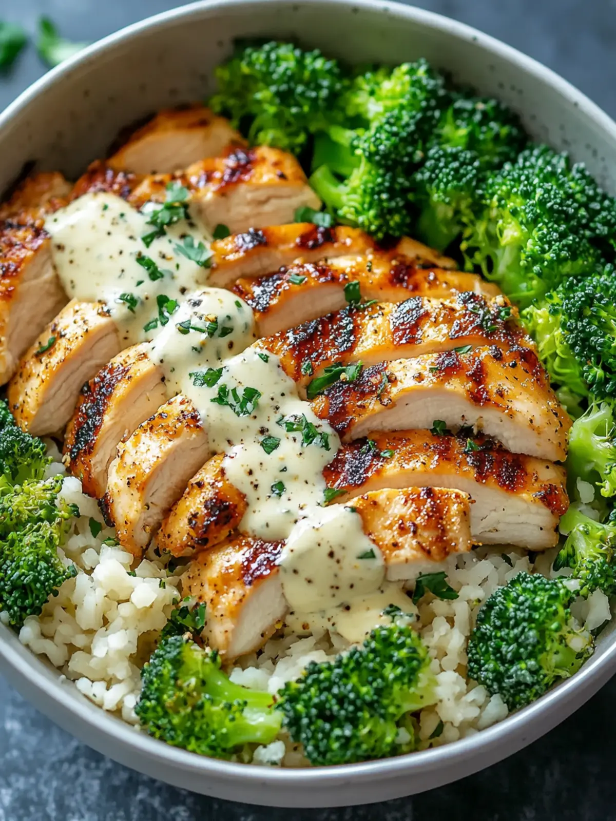 Grilled Chicken & Broccoli Bowls with Creamy Garlic Sauce in 30 Minutes 5 Grilled Chicken & Broccoli Bowls with Creamy Garlic Sauce