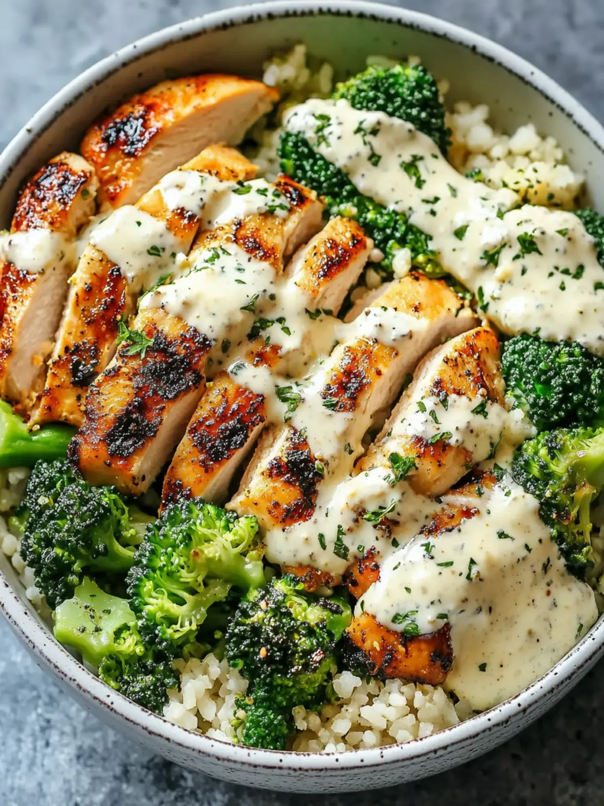 Grilled Chicken & Broccoli Bowls with Creamy Garlic Sauce in 30 Minutes 2 Grilled Chicken & Broccoli Bowls with Creamy Garlic Sauce