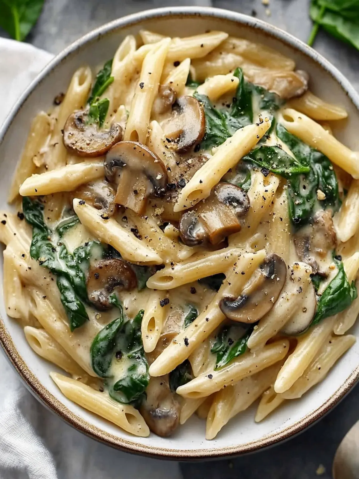 Creamy Mushroom Spinach Penne for Your Cozy Weeknight Dinner 3 Creamy Mushroom Spinach Penne