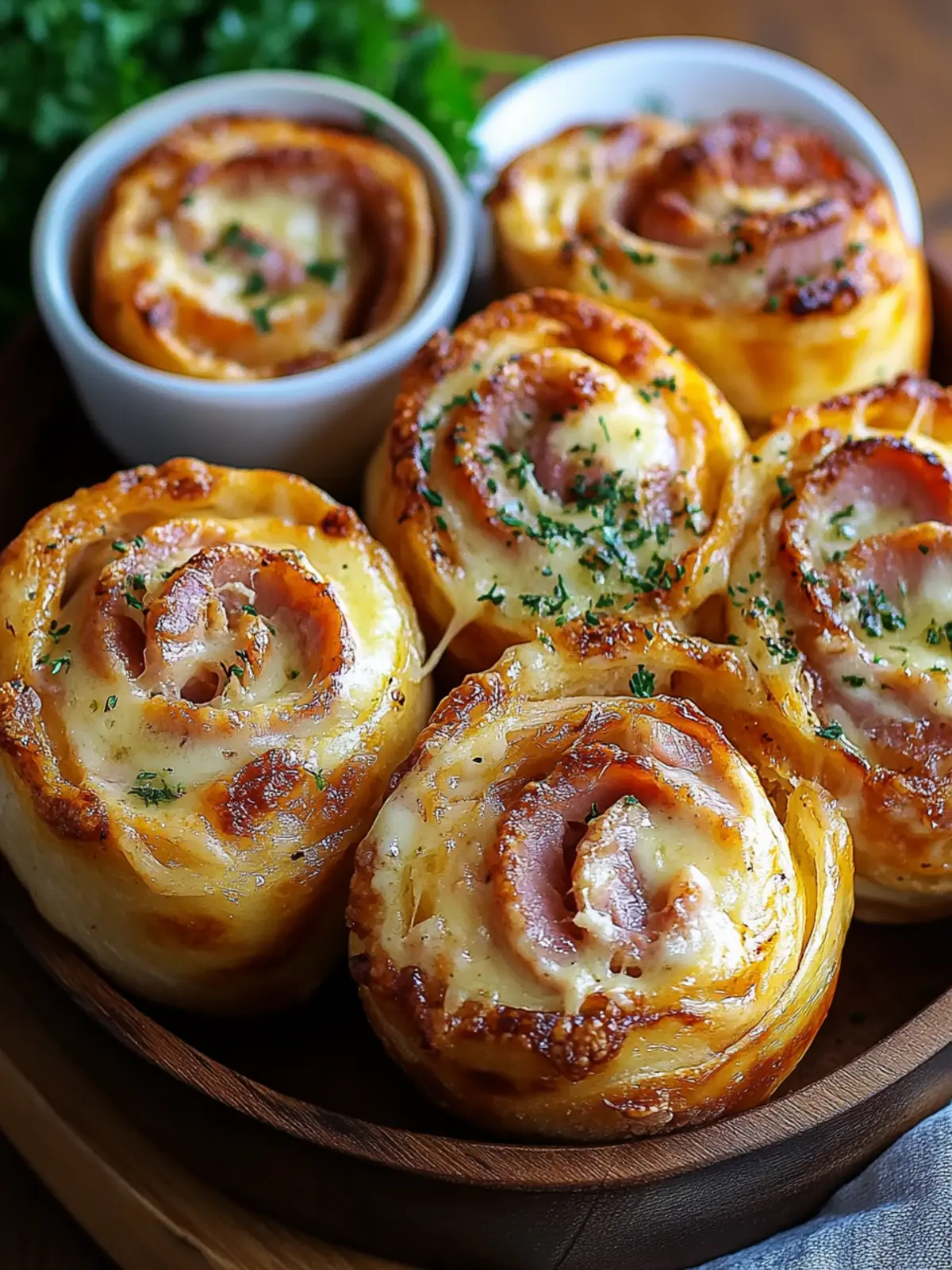 Delicious Baked Ham and Cheese Rolls with Honey Mustard Sauce 5 Baked Ham and Cheese Rolls