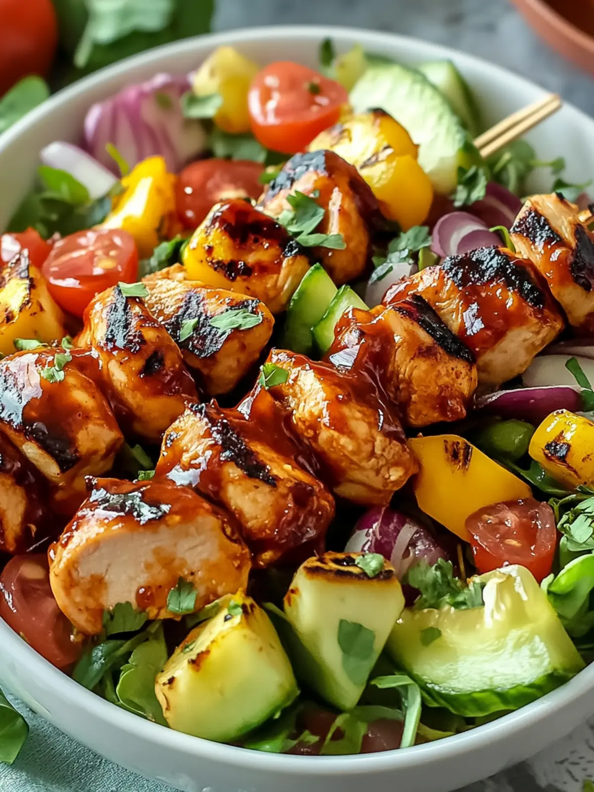 BBQ Chicken Skewer Salad: A Sizzling Summer Favorite 2 BBQ Chicken Skewer Salad