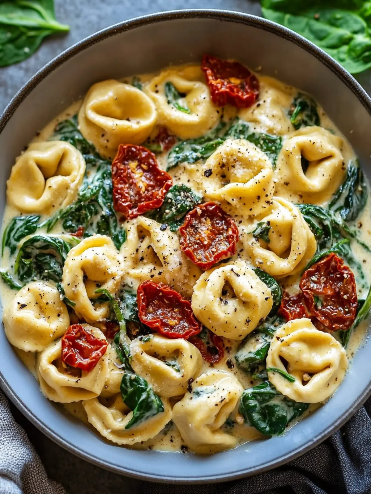 Creamy Spinach & Sun-Dried Tomato Tortellini: Easy Weeknight Bliss 3 Creamy Spinach & Sun-Dried Tomato Tortellini