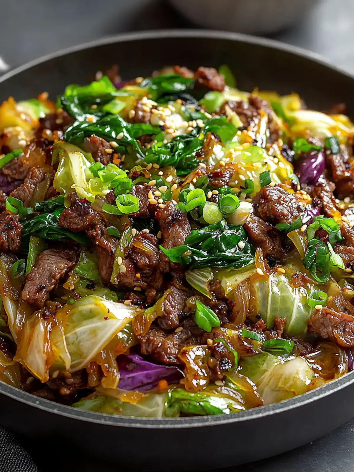 Savory Asian-Inspired Beef & Cabbage Skillet in 30 Minutes 4 Asian-Inspired Beef & Cabbage Skillet
