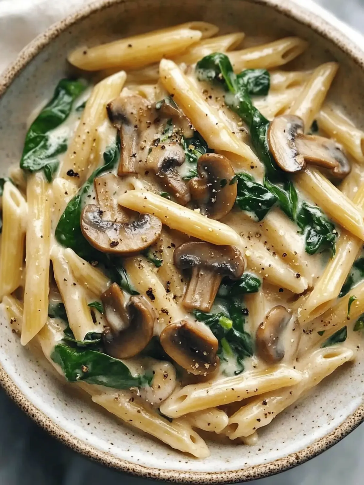 Creamy Mushroom Spinach Penne for Your Cozy Weeknight Dinner 2 Creamy Mushroom Spinach Penne