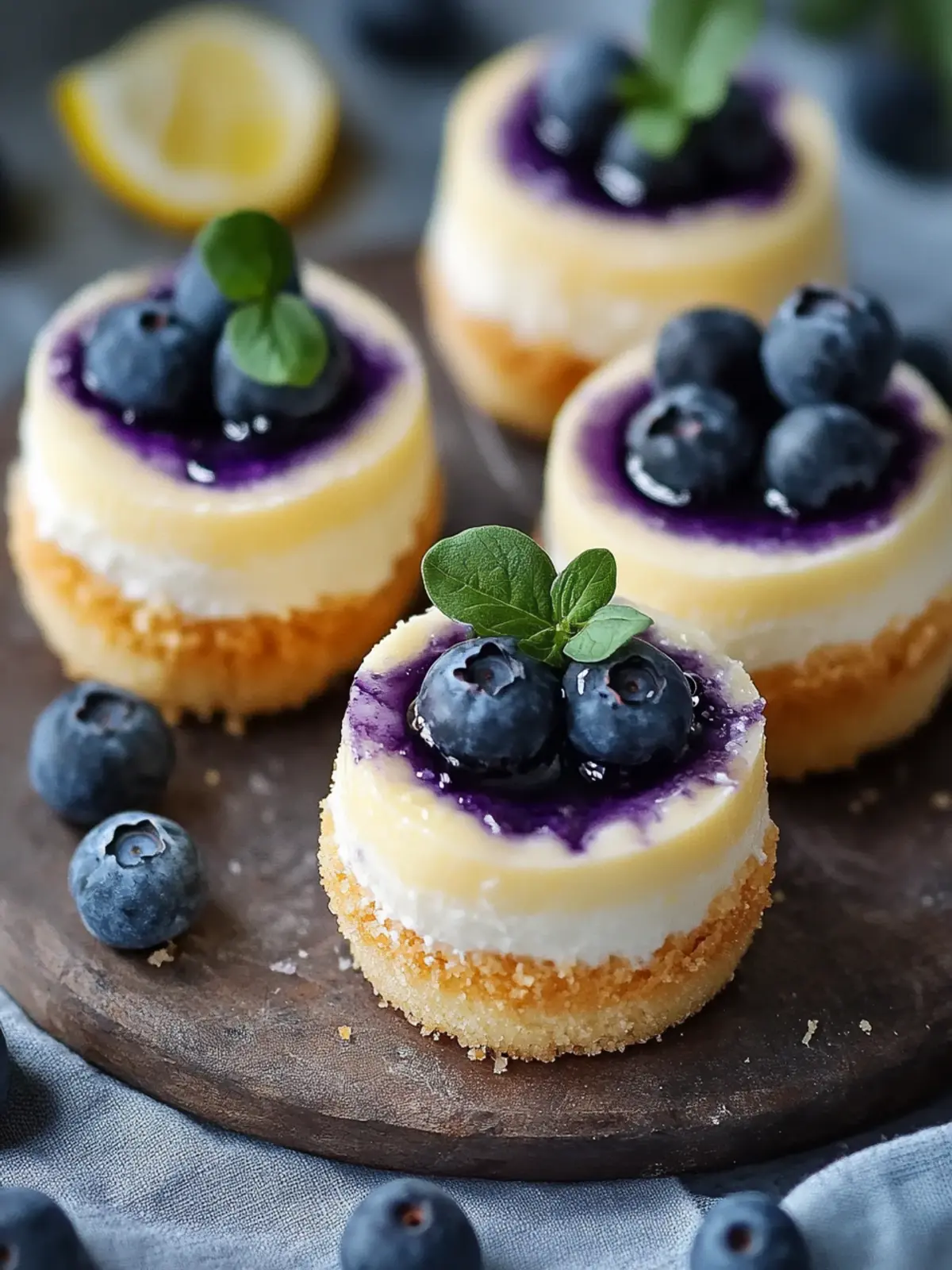 Delightful Mini Lemon Blueberry Cheesecakes for Summer Bliss 2 Mini Lemon Blueberry Cheesecakes