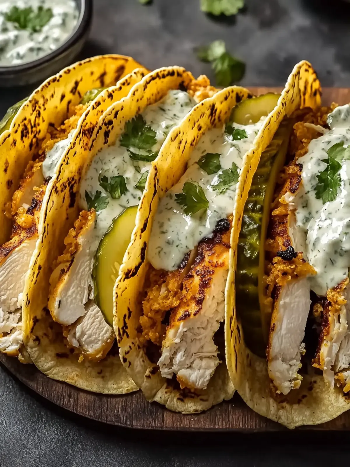 Dill Pickle Ranch Smash Chicken Tacos With Crispy Cheese Twist 3 Dill Pickle Ranch Smash Chicken Tacos with Crispy Cheese