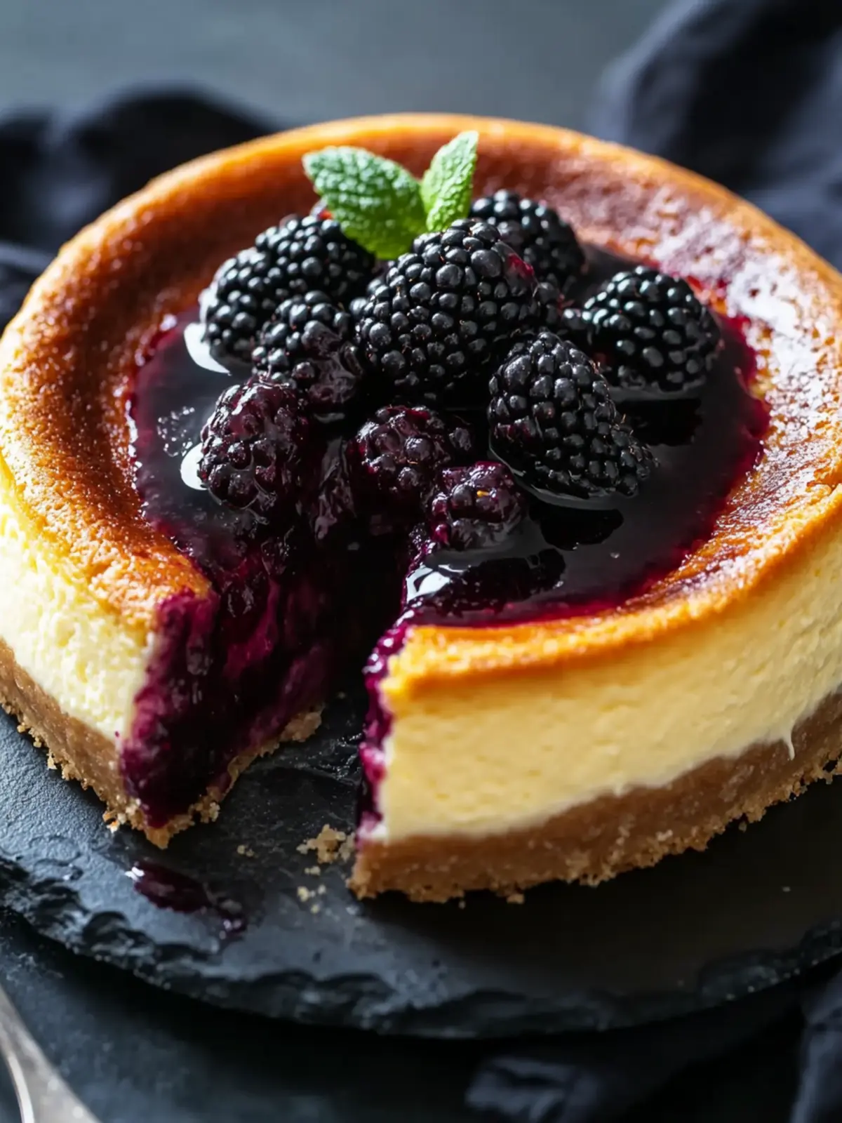 Decadent London Fog Basque Cheesecake with Blackberry Sauce 3 London Fog Basque Cheesecake with Blackberry Sauce