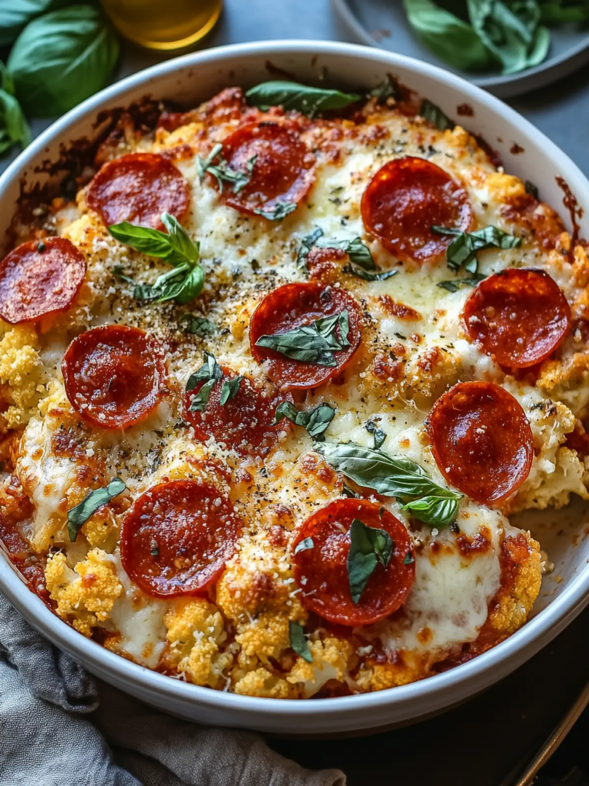 Savory Cauliflower Pizza Casserole Everyone Will Love! 2 Cauliflower Pizza Casserole