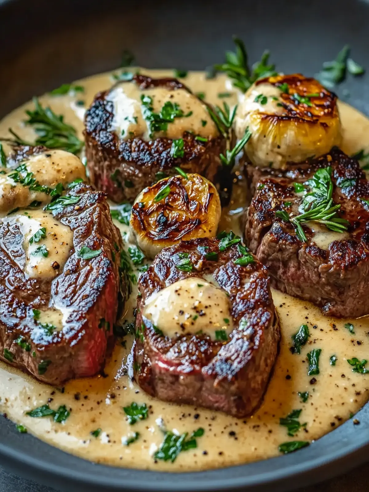 Seared Steak with Bourbon Garlic Cream Sauce for Savory Indulgence 5 Seared Steak with Bourbon Garlic Cream Sauce