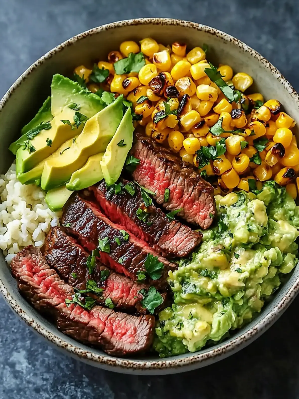 Savor the Bold Steak, Avocado & Roasted Corn Bowl Experience 2 Steak, Avocado & Roasted Corn Bowl