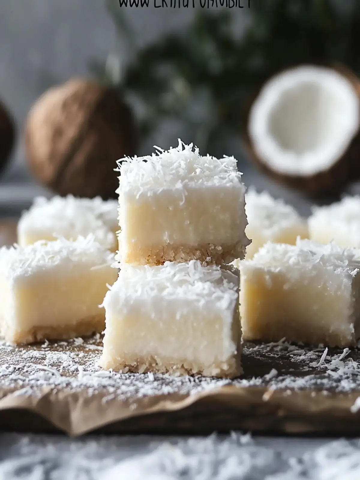 Delicious Coconut Rum Snow Squares: No-Bake Tropical Bliss 3 Coconut Rum Snow Squares