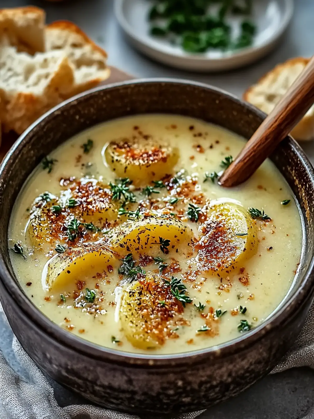 Hearty Cheddar Garlic Herb Potato Soup to Warm Your Soul 3 Cheddar Garlic Herb Potato Soup