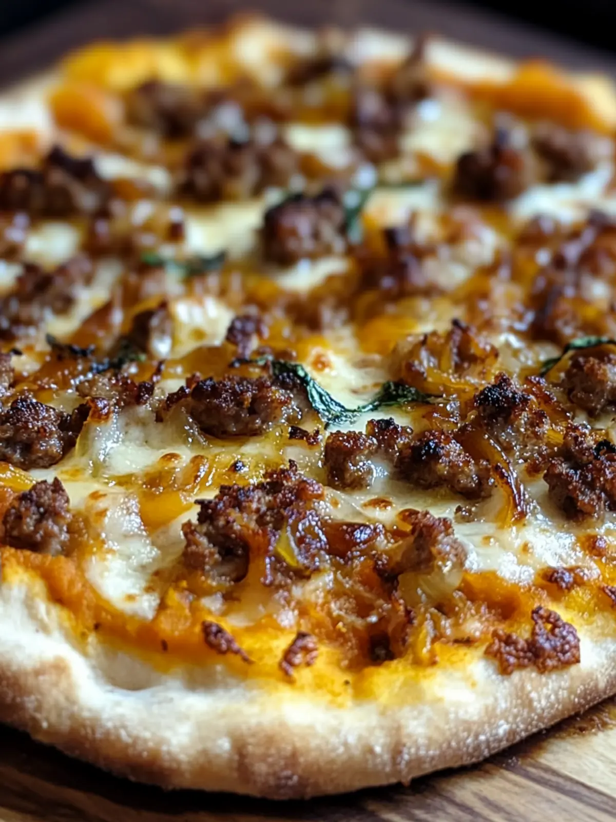 Pumpkin Pizza with Sausage & Caramelized Onions Perfect for Fall 5 Pumpkin Pizza with Sausage & Caramelized Onions