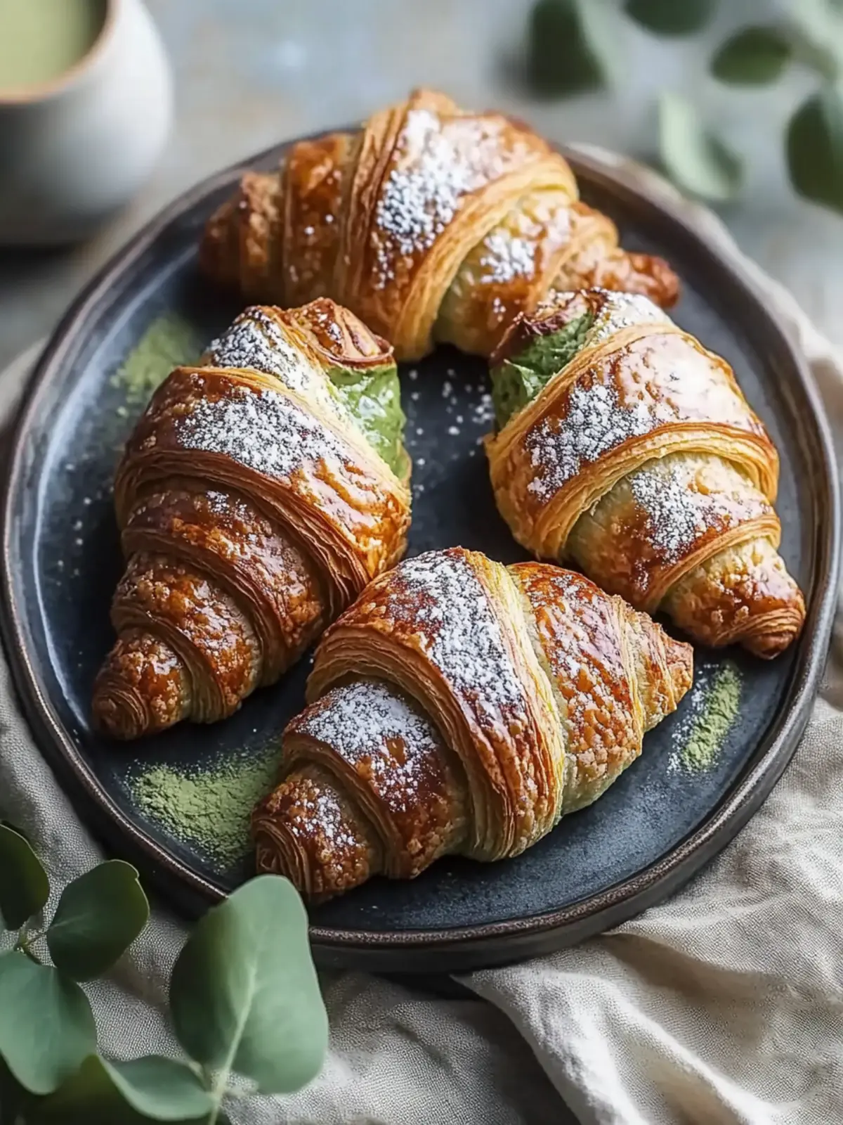 Irresistible Matcha Croissants with Almond Bliss Filling 3 Matcha Croissants