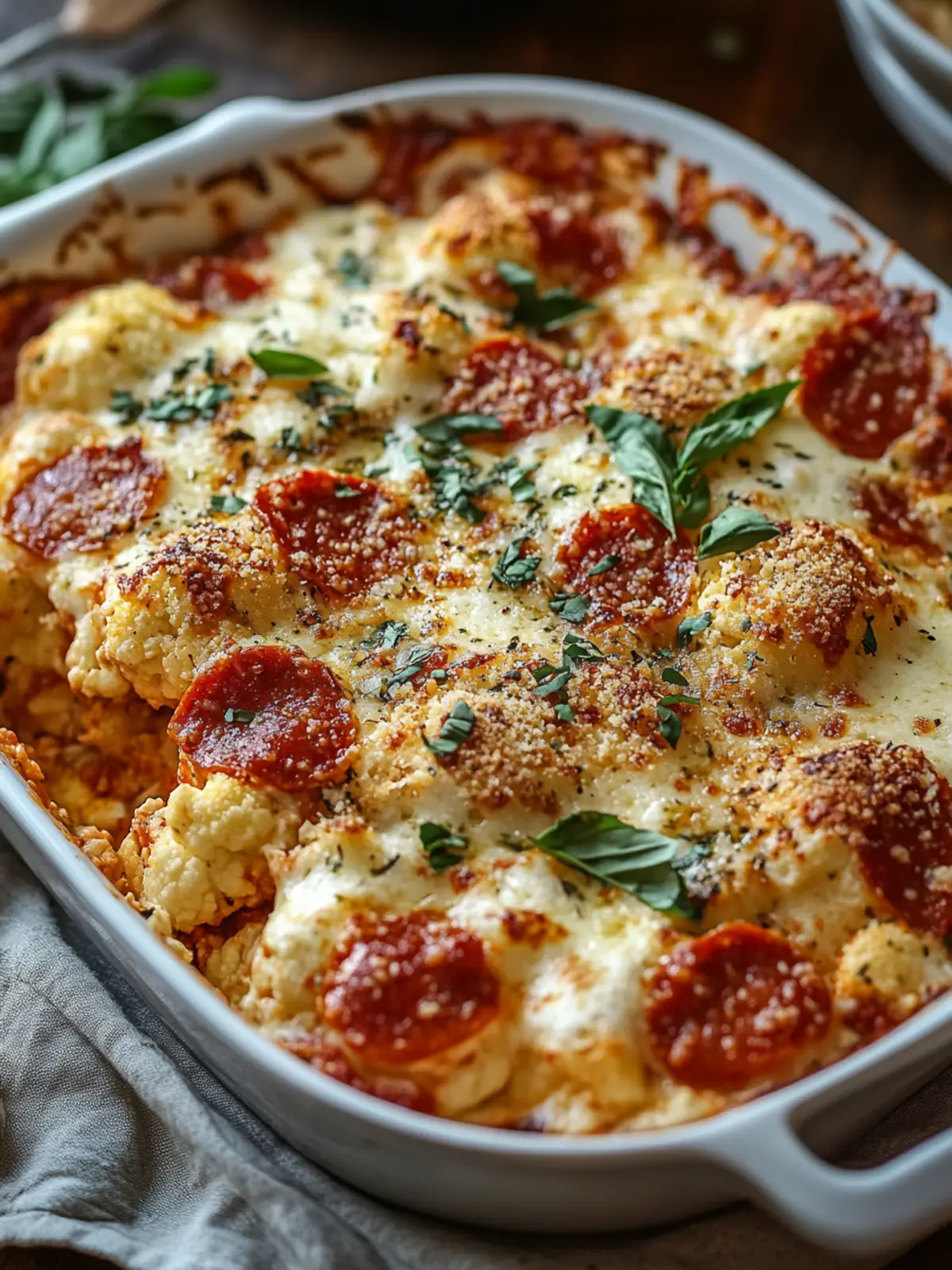 Savory Cauliflower Pizza Casserole Everyone Will Love! 4 Cauliflower Pizza Casserole