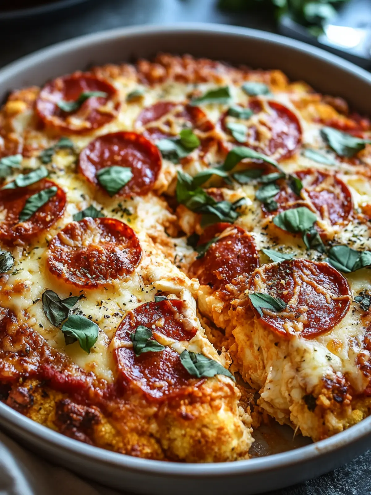 Savory Cauliflower Pizza Casserole Everyone Will Love! 3 Cauliflower Pizza Casserole