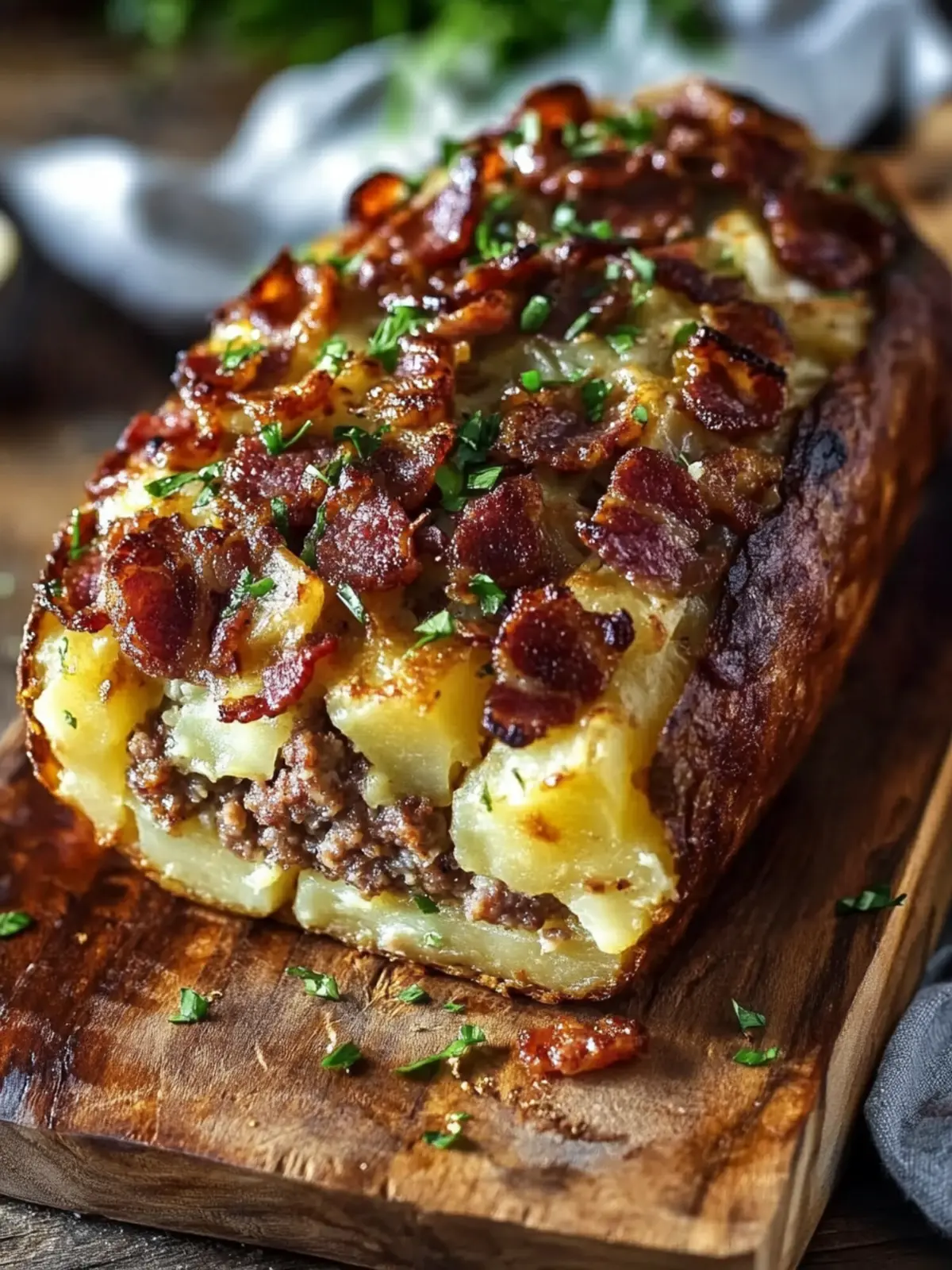 Bacon and Sausage-Stuffed Potato Loaf: Comfort Food Bliss 4 Bacon and Sausage-Stuffed Potato Loaf