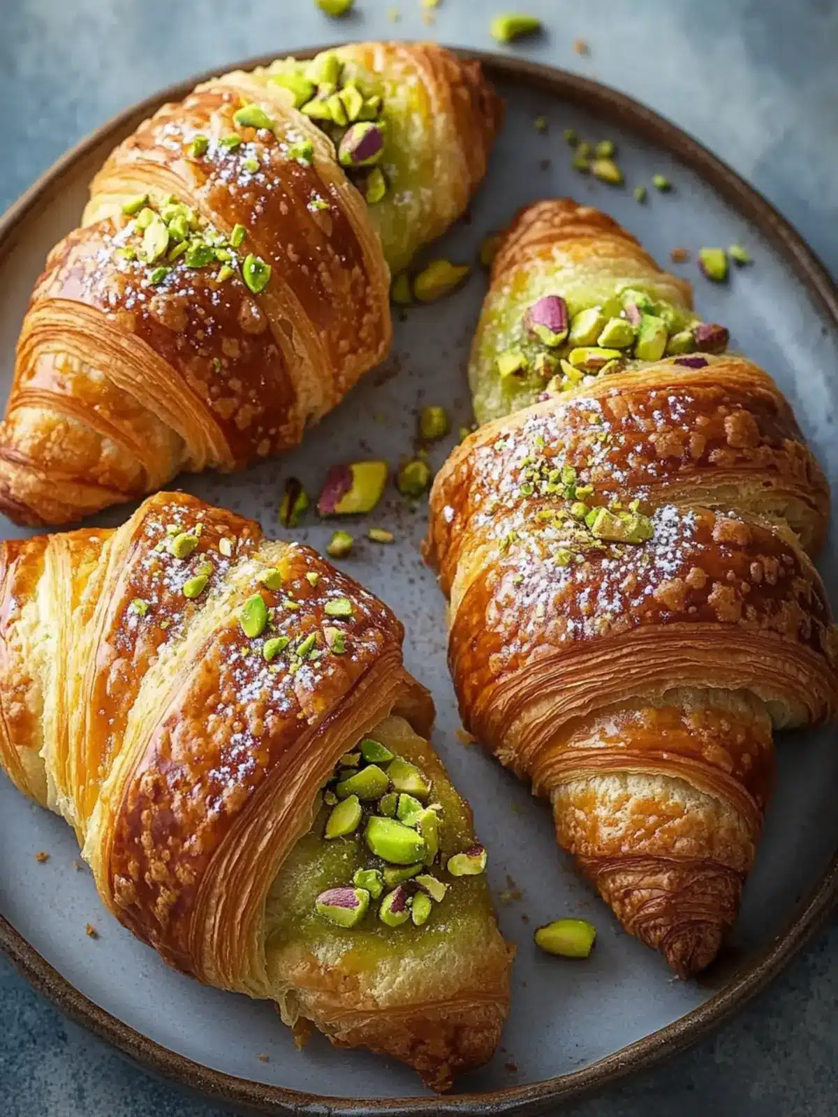 Golden Pistachio Croissants: Indulgent Breakfast Bliss 5 Golden Pistachio Croissants