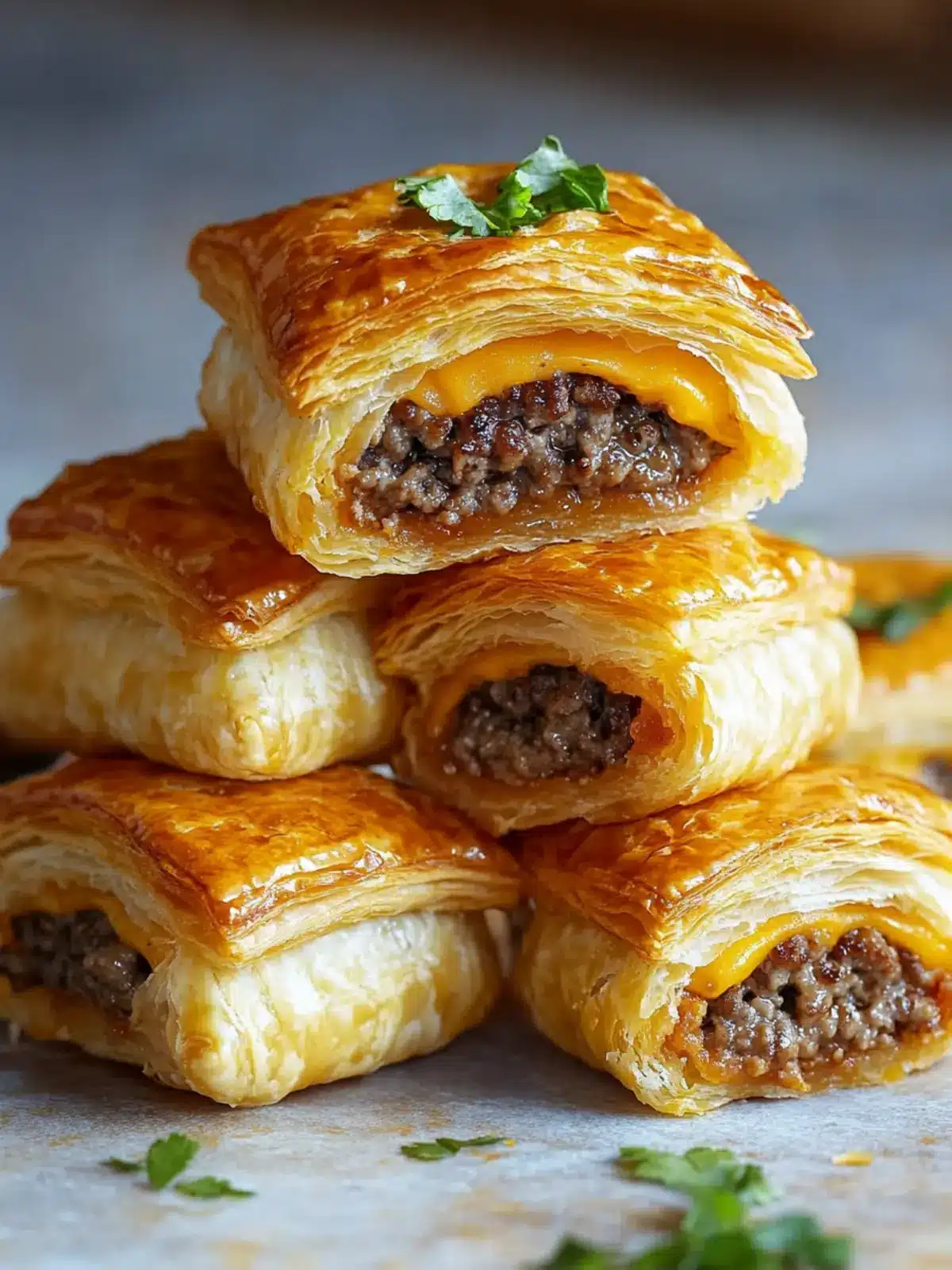 Cheeseburger Puff Pastry Bites: Flaky Flavor in Every Bite 4 Cheeseburger Puff Pastry Bites