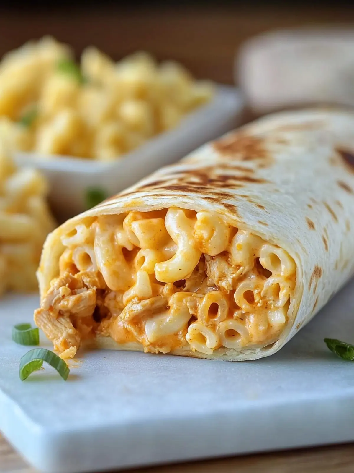Buffalo Chicken Mac & Cheese Wraps for Ultimate Comfort Cravings 4 Buffalo Chicken Mac & Cheese Wrap