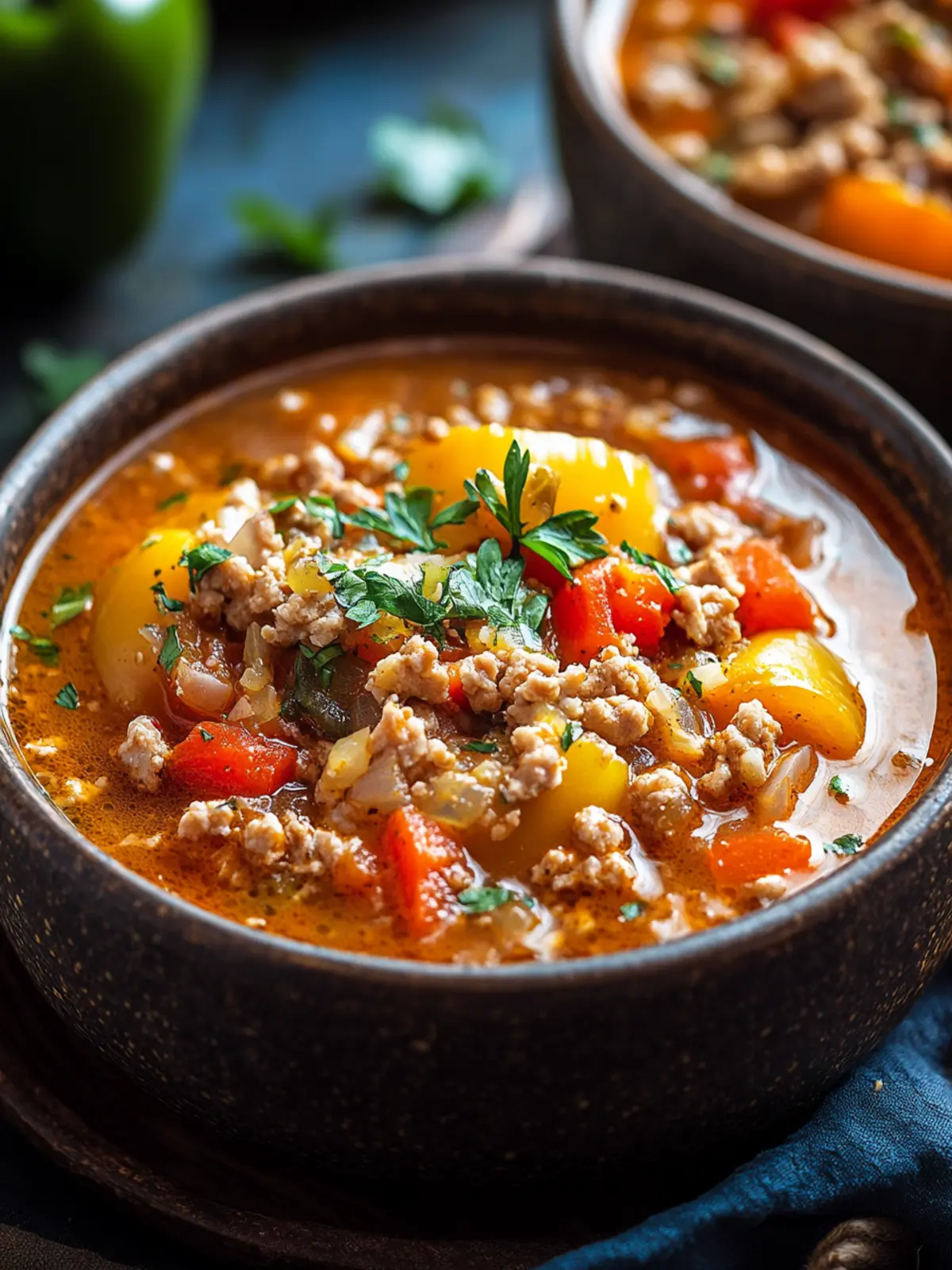Comforting Stuffed Bell Pepper Soup with Ground Turkey Delight 3 Stuffed Bell Pepper Soup with Ground Turkey