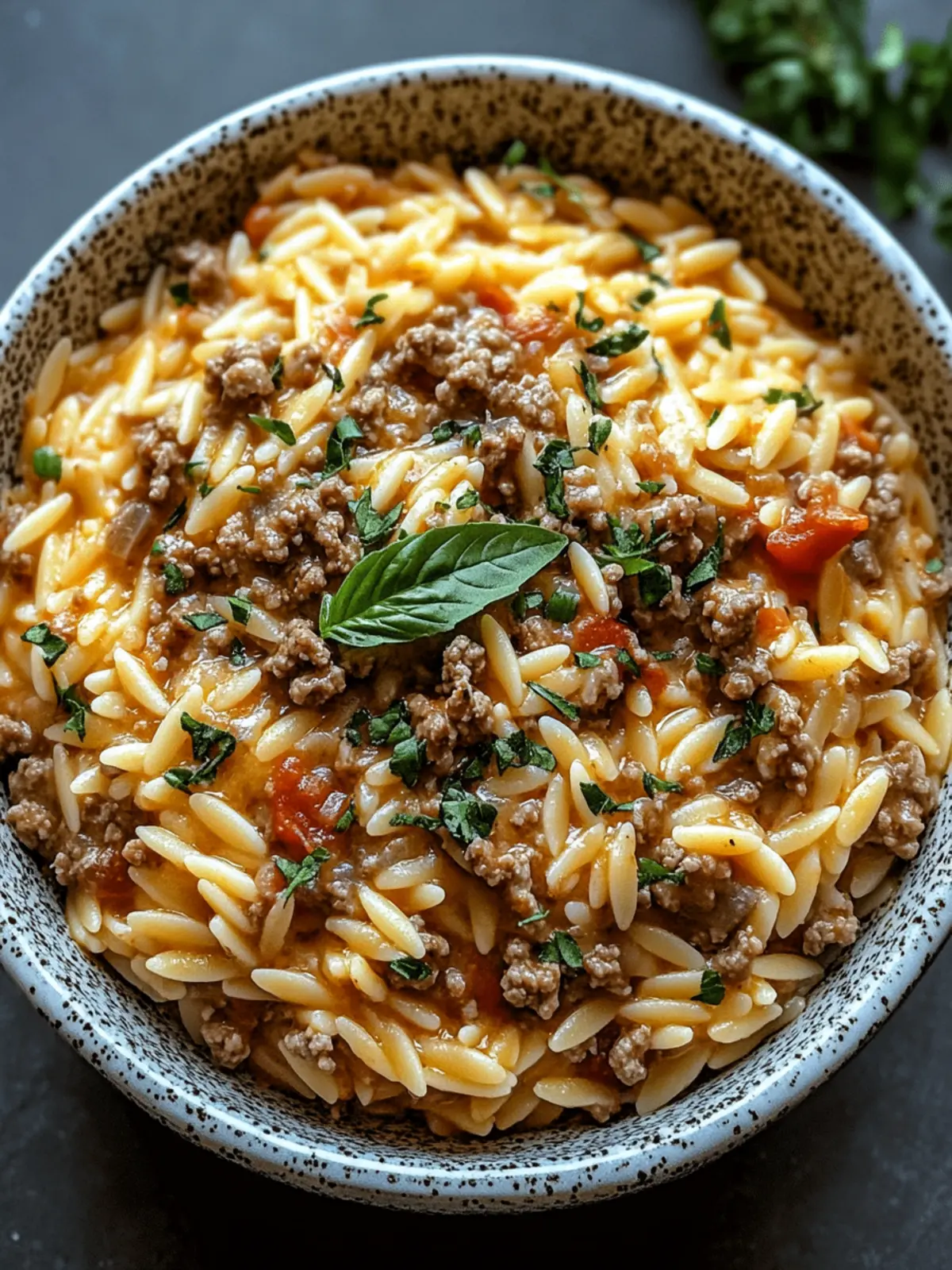 Ground Beef Orzo with Tomato Cream Sauce in 30 Minutes 3 Ground Beef Orzo with Tomato Cream Sauce