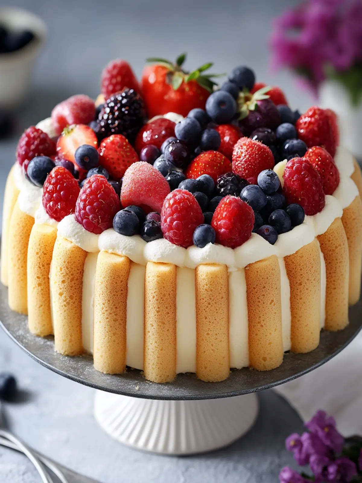 Delightful Vanilla Berry Charlotte Cake for Effortless Elegance 2 Vanilla Berry Charlotte Cake