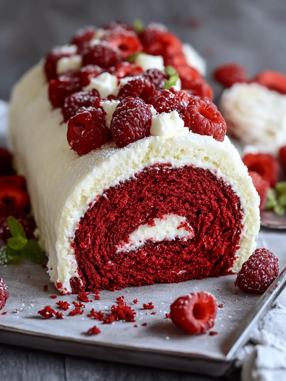 Decadent Red Velvet Cake Roll with Dreamy Cream Cheese Center 5 Red Velvet Cake Roll