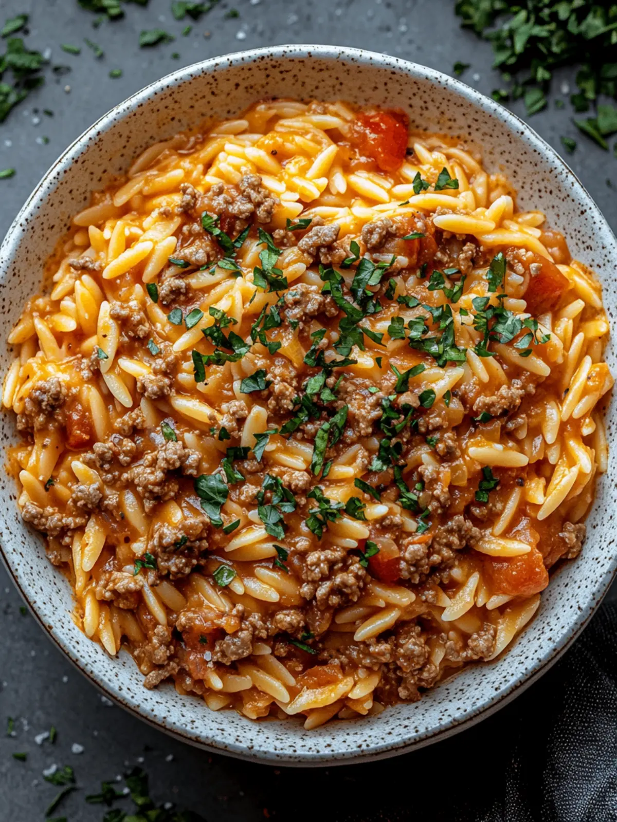 Ground Beef Orzo with Tomato Cream Sauce in 30 Minutes 4 Ground Beef Orzo with Tomato Cream Sauce