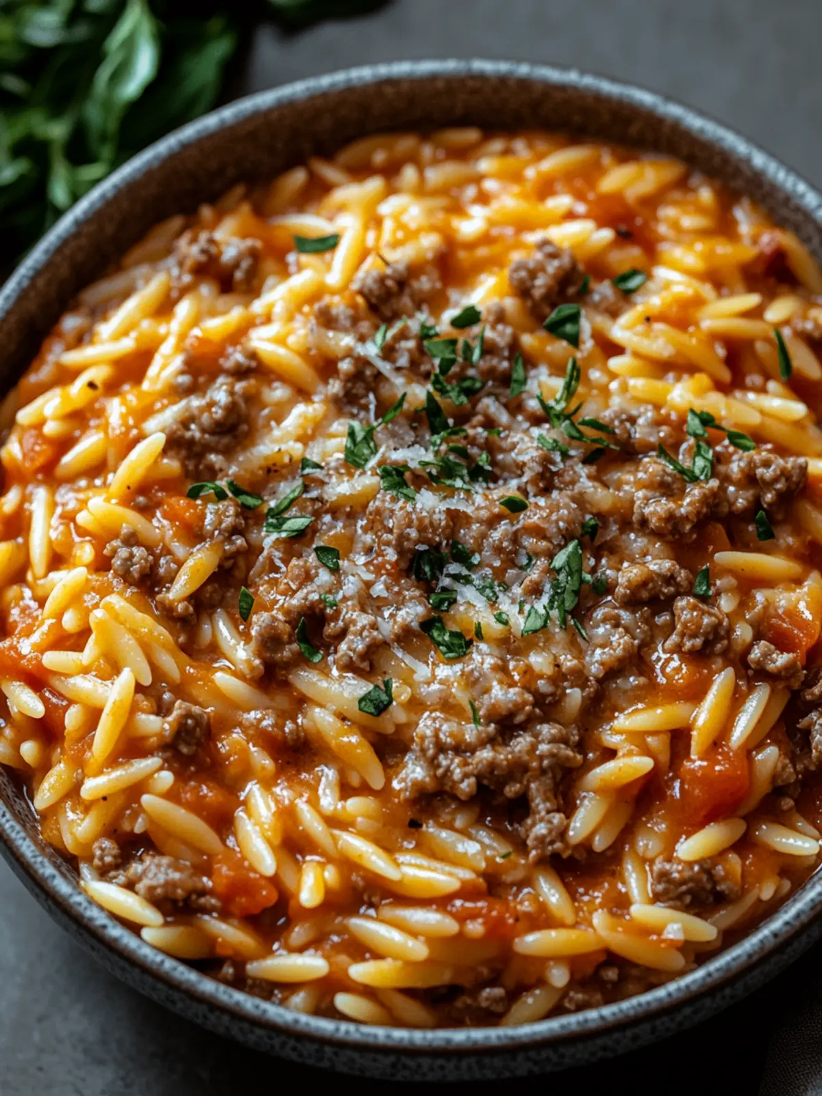 Ground Beef Orzo with Tomato Cream Sauce in 30 Minutes 2 Ground Beef Orzo with Tomato Cream Sauce