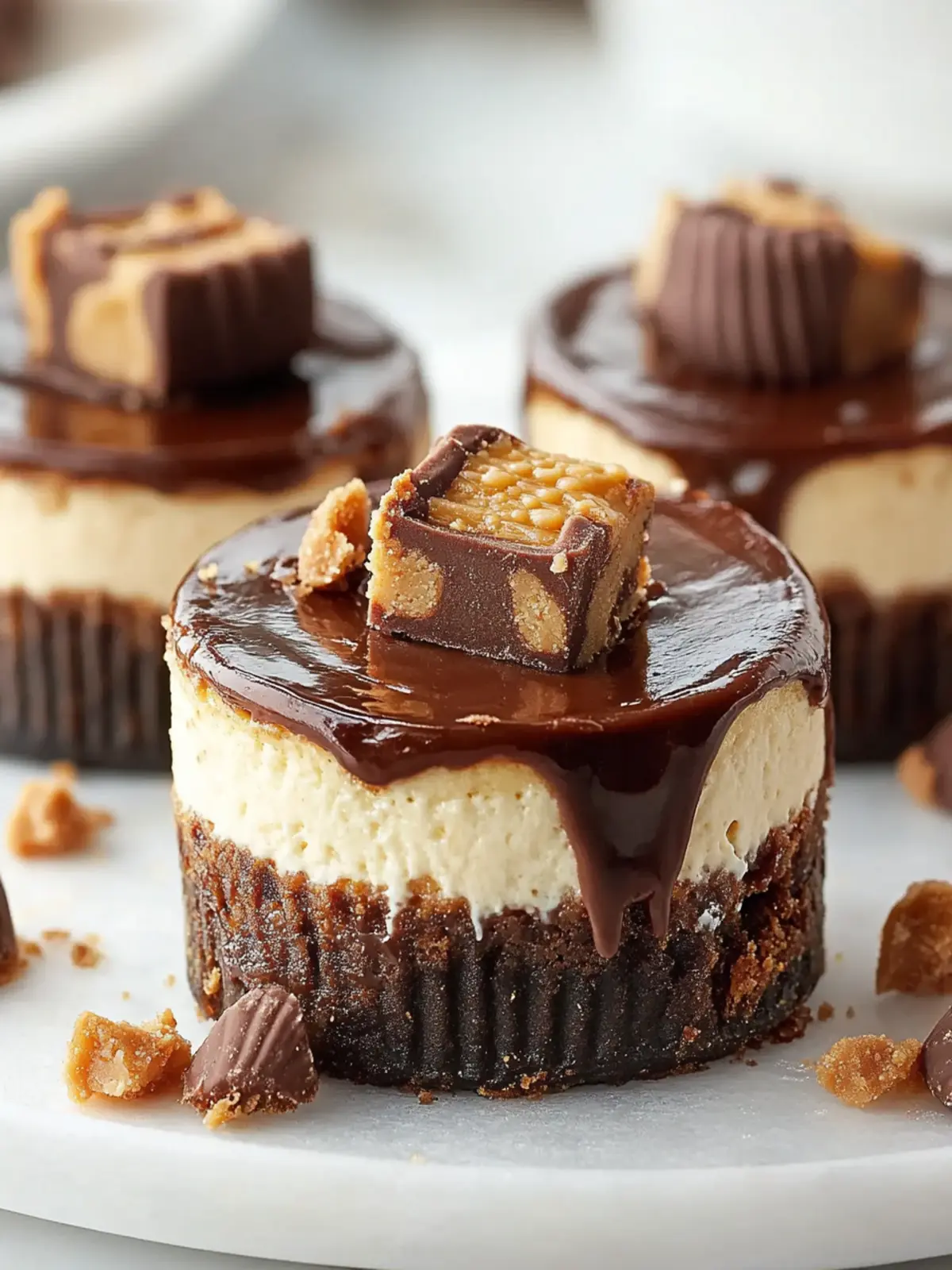 Mini Peanut Butter Cup Cheesecakes: Irresistibly Creamy Treats 4 Mini Peanut Butter Cup Cheesecakes