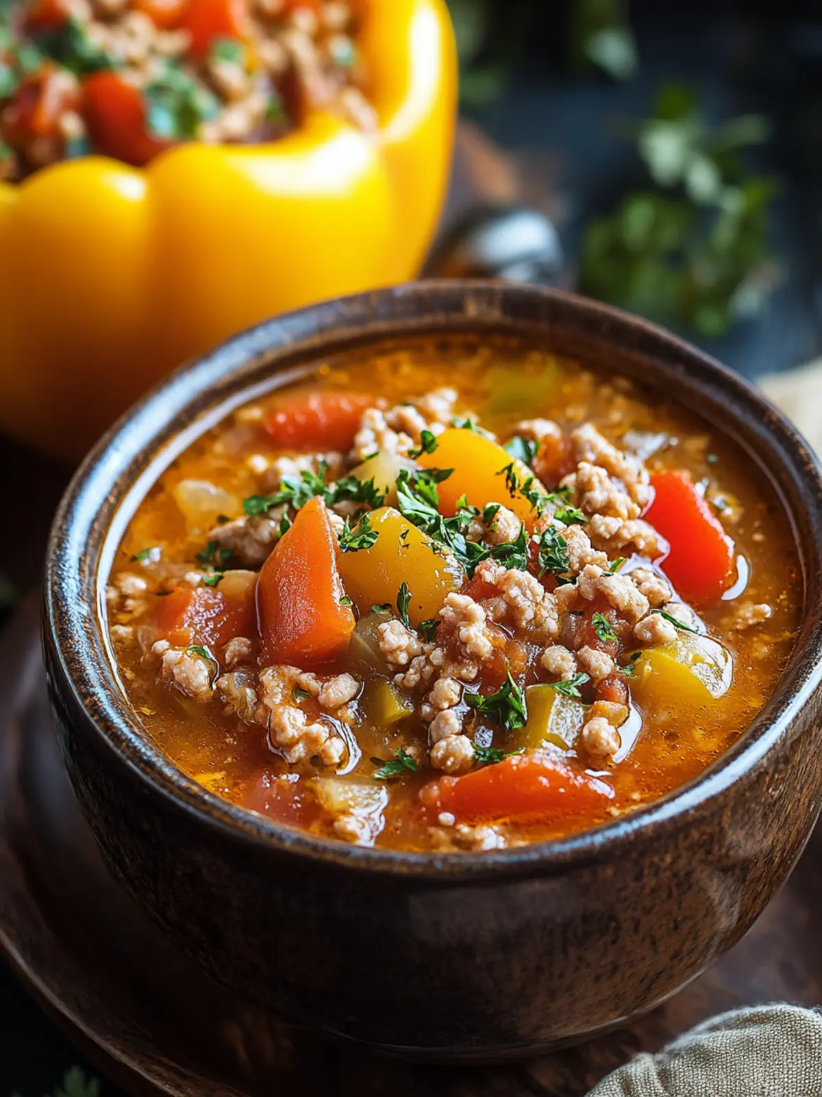 Comforting Stuffed Bell Pepper Soup with Ground Turkey Delight 5 Stuffed Bell Pepper Soup with Ground Turkey