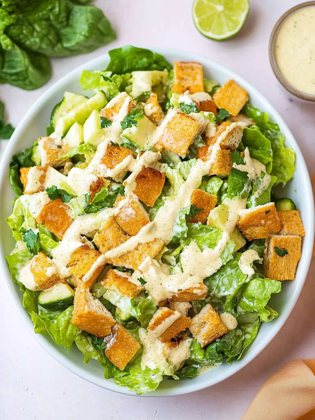 Easy Mexican Caesar Salad Recipe with Creamy Lime Zing 4 Easy Mexican Caesar Salad Recipe (With Creamy Lime Dressing)