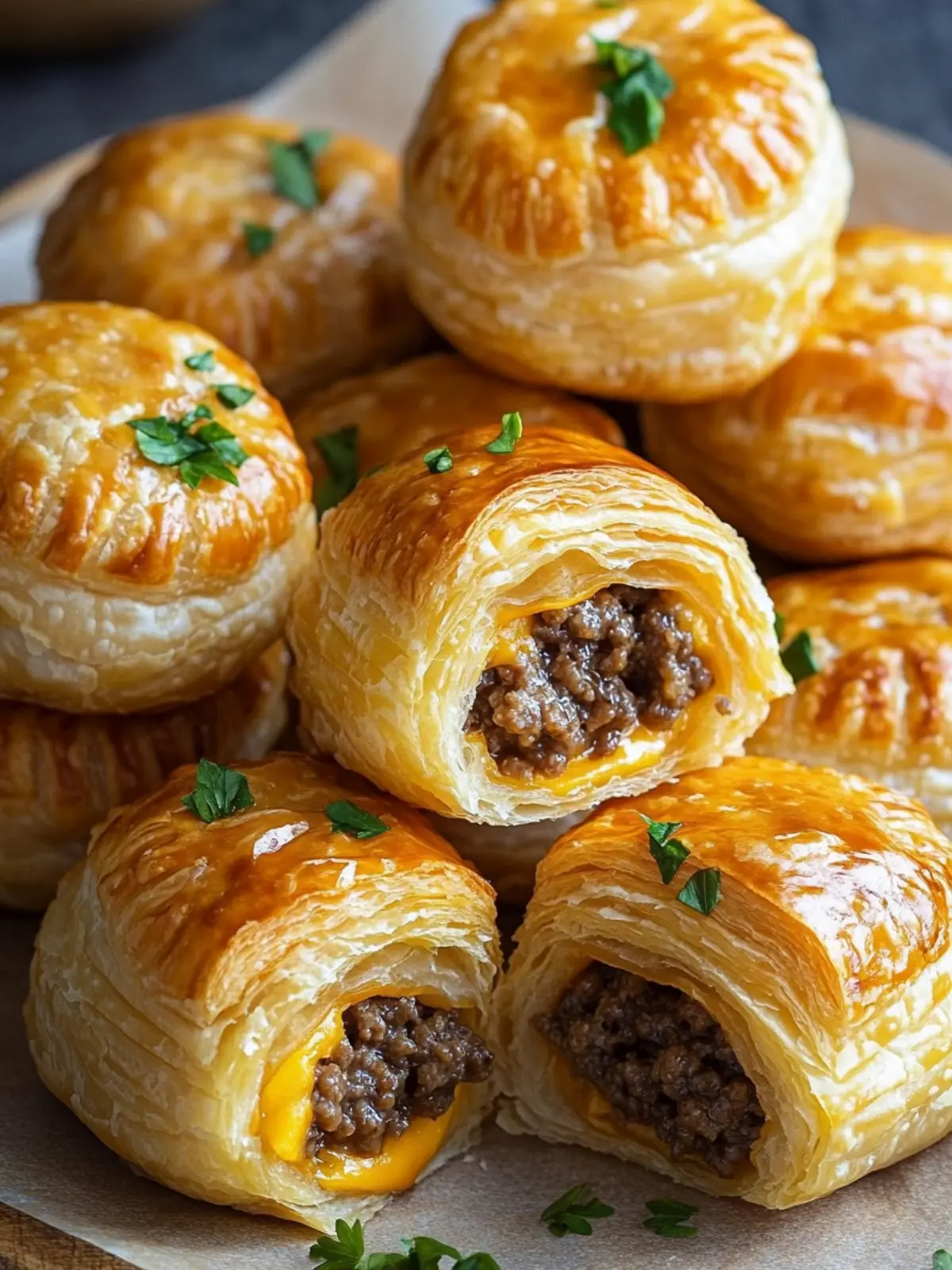 Cheeseburger Puff Pastry Bites: Flaky Flavor in Every Bite 3 Cheeseburger Puff Pastry Bites