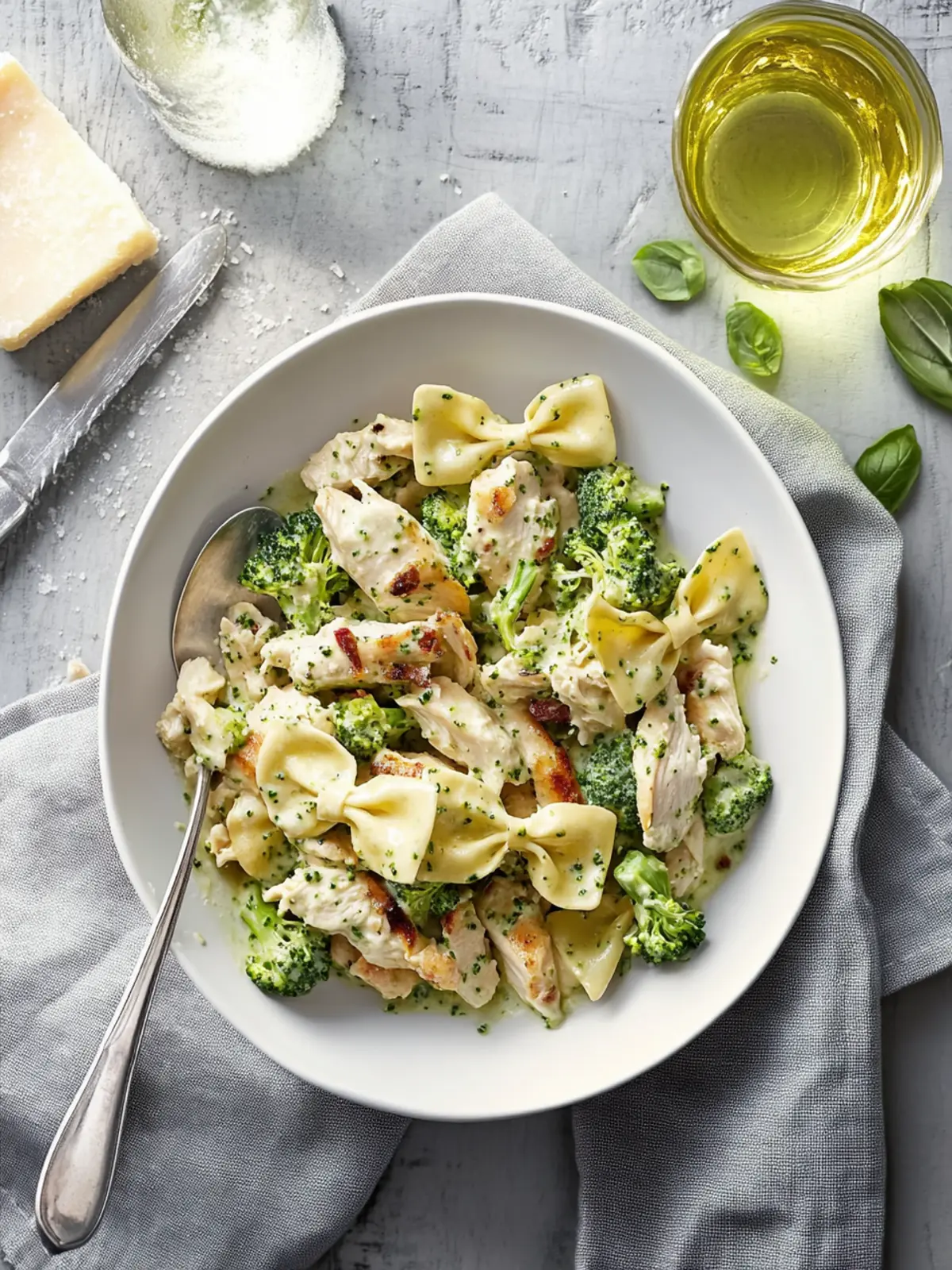 Creamy Chicken-and-Broccoli Pesto Bow Ties for Easy Comfort Food 3 Creamy Chicken-and-Broccoli Pesto Bow Ties