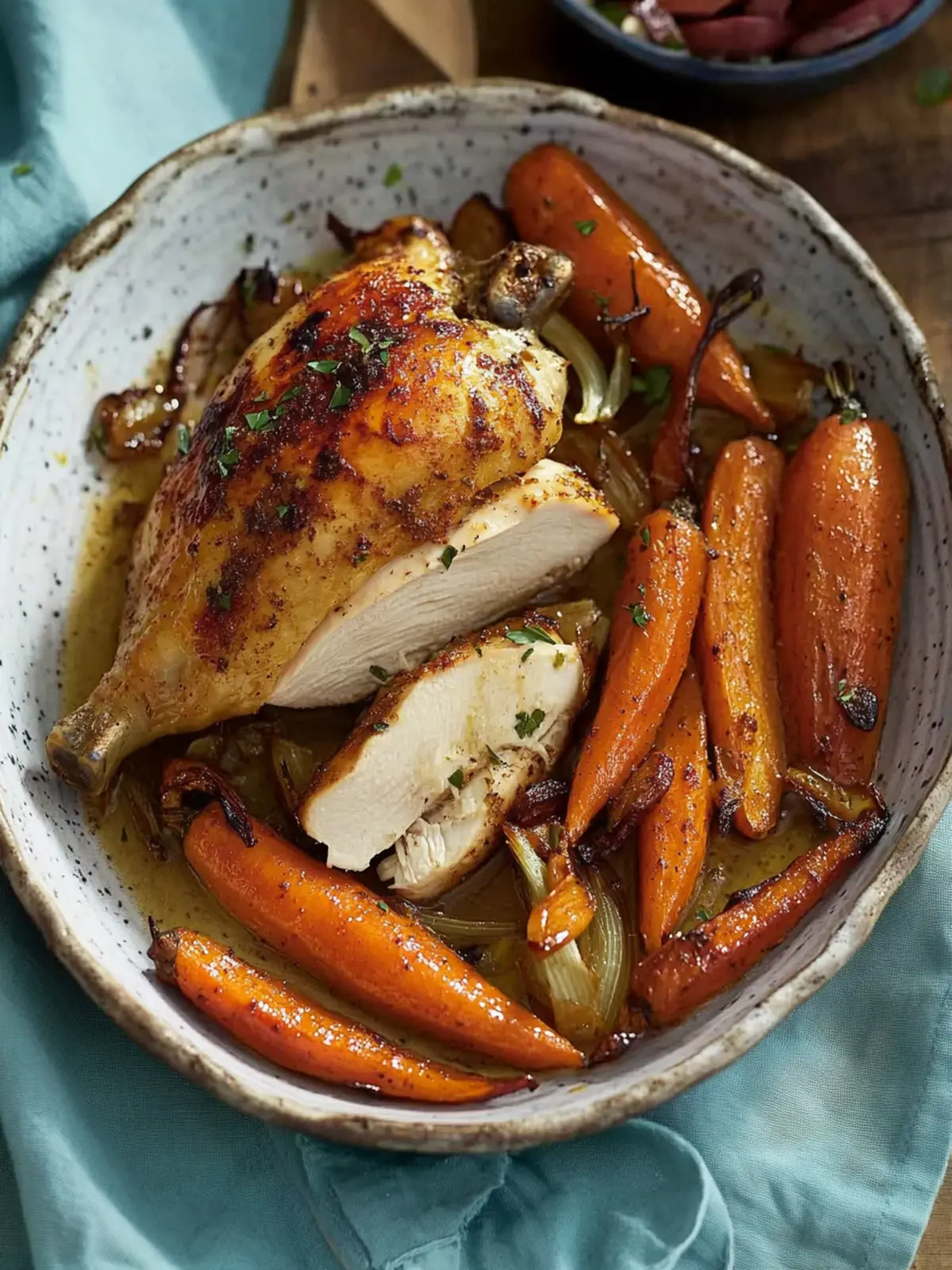 Savory Spiced Roast Chicken with Sweet Caramelized Carrots 5 Spiced Roast Chicken with Caramelized Carrots and Shallots