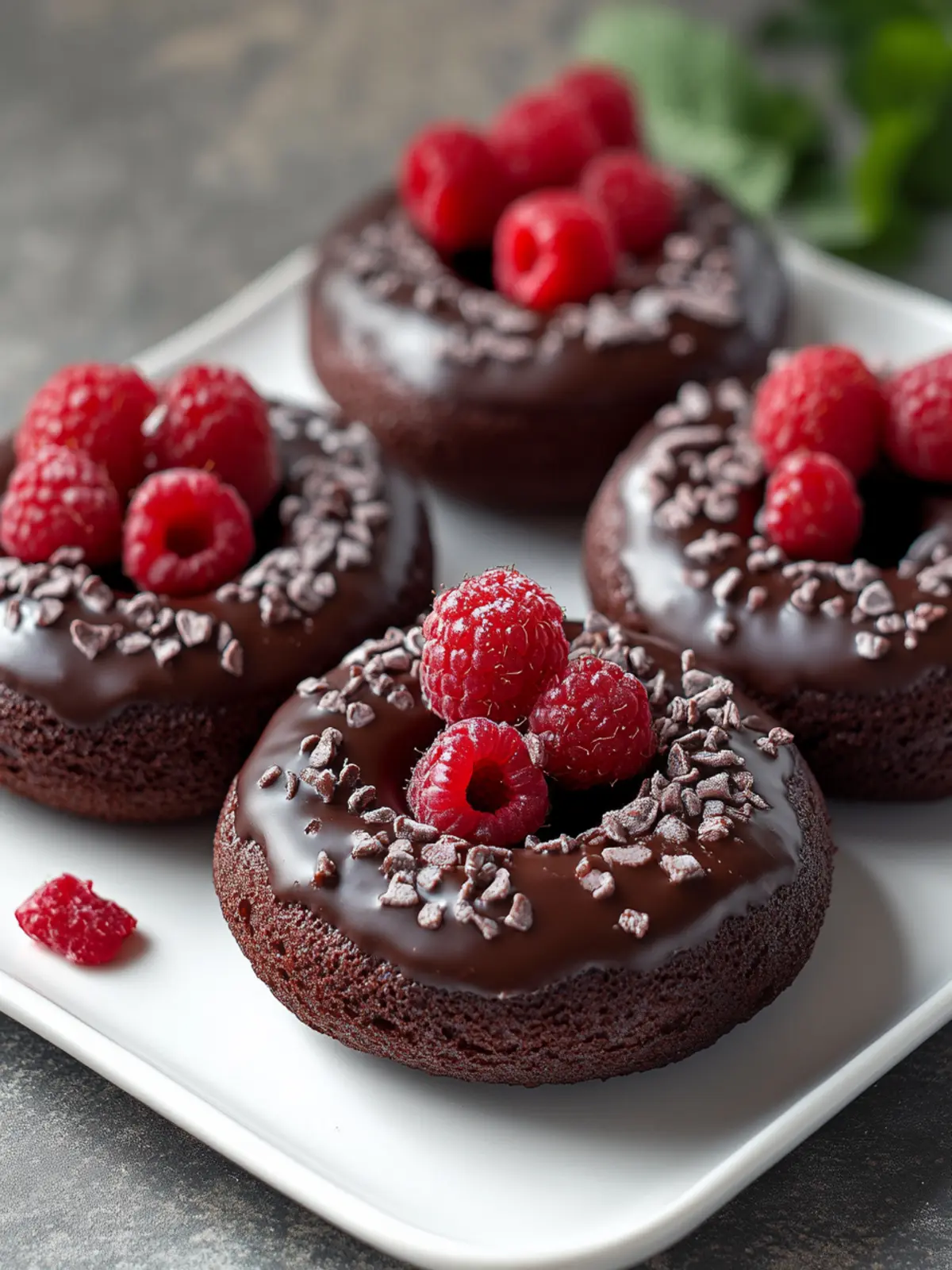 Irresistible Baked Chocolate Donuts with Raspberries Delight 4 Baked Chocolate Donuts with Raspberries