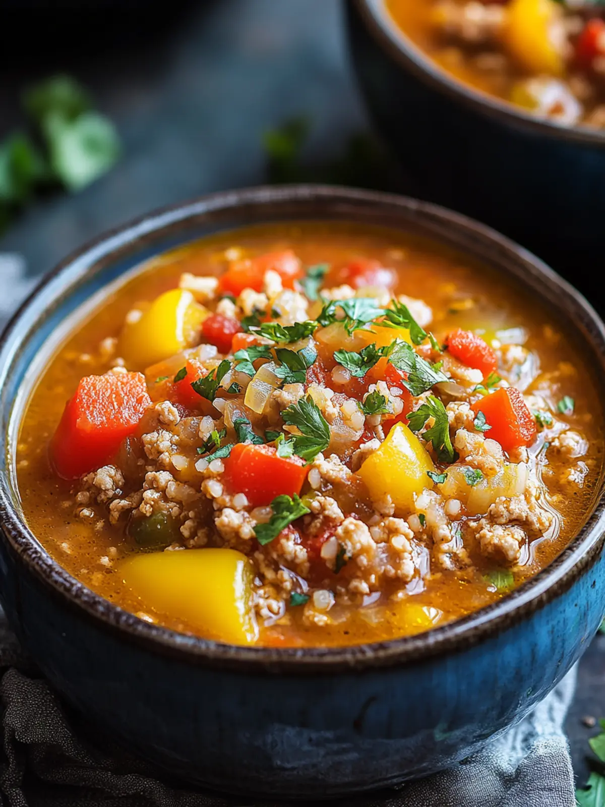 Comforting Stuffed Bell Pepper Soup with Ground Turkey Delight 2 Stuffed Bell Pepper Soup with Ground Turkey