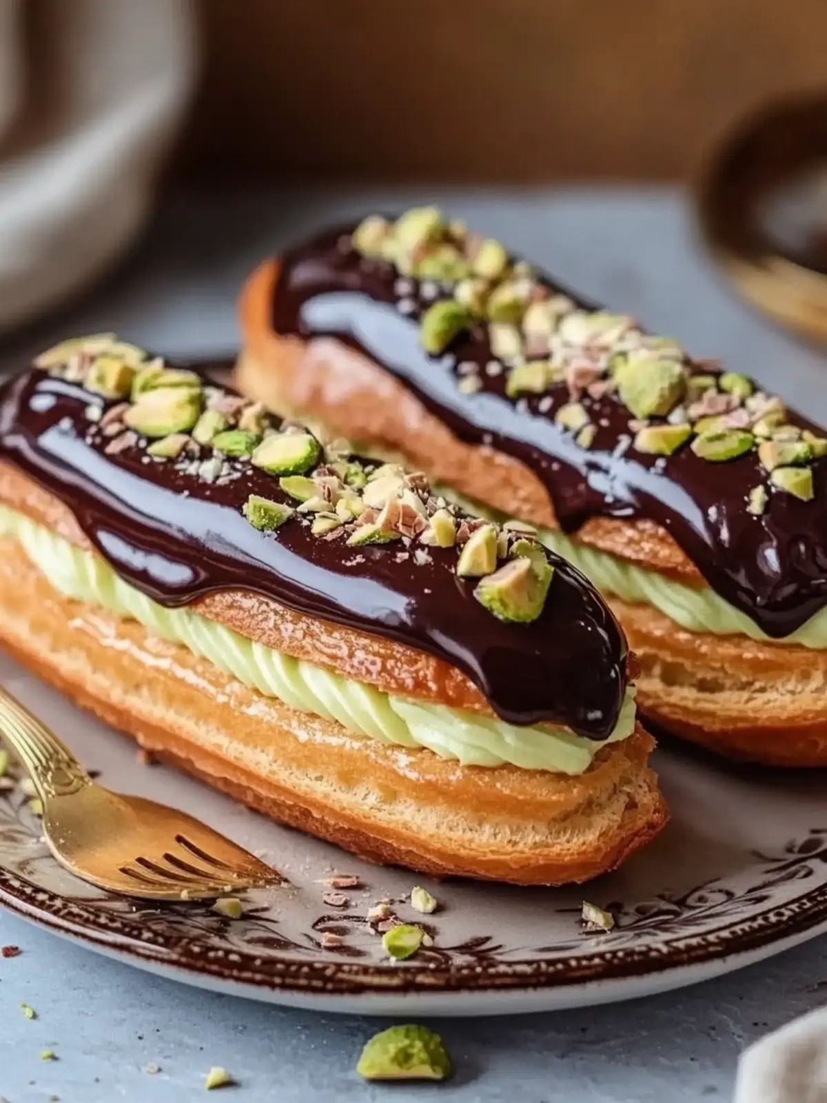 Pistachio Éclairs Recipe with Chocolate Glaze You'll Crave 2 Pistachio Éclairs Recipe with Chocolate Glaze