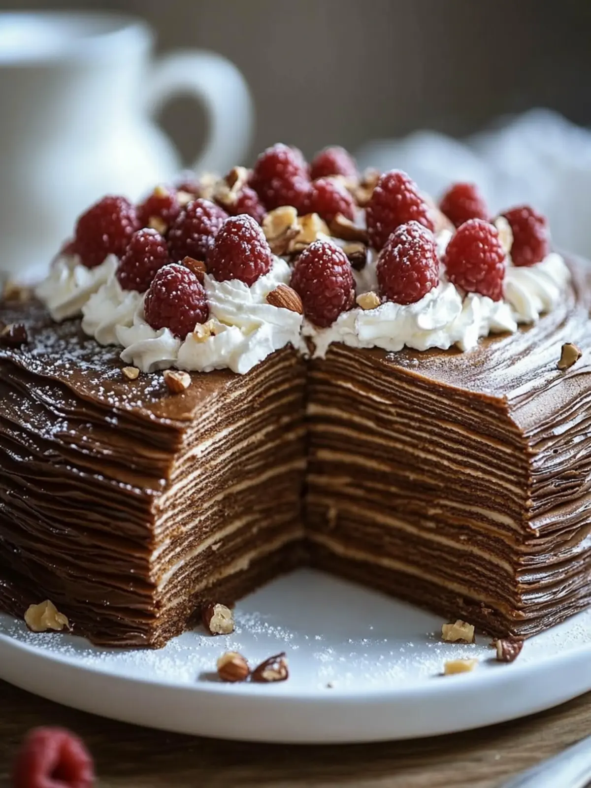 Indulge in Rich Chocolate Hazelnut Crepe Cake Layers 5 Chocolate Hazelnut Crepe Cake