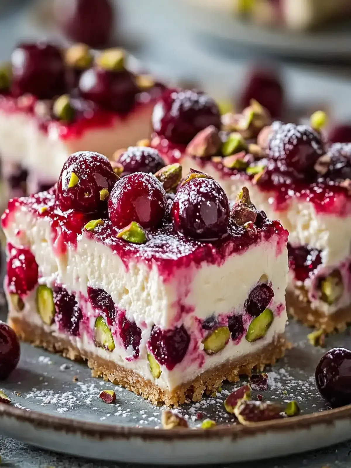 Cherry Pistachio Cheesecake Bars You'll Love to Make at Home 4 Cherry Pistachio Cheesecake Bars